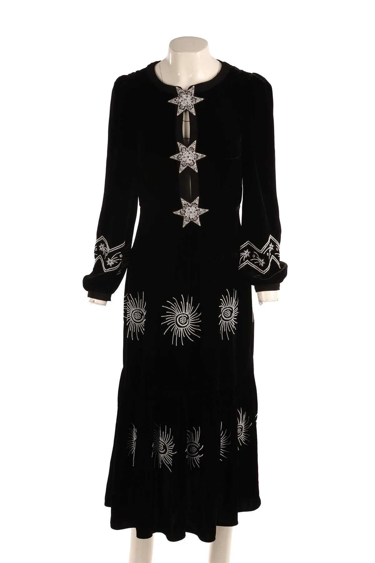 SALONI BLACK VELVET MAXI DRESS UK 8 - Image 2
