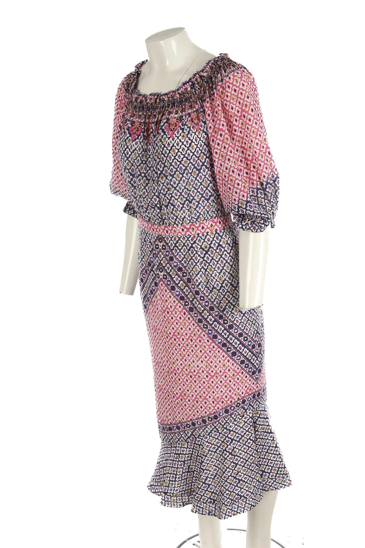 SALONI MULTI SILK MIDI DRESS UK 12 - Image 3