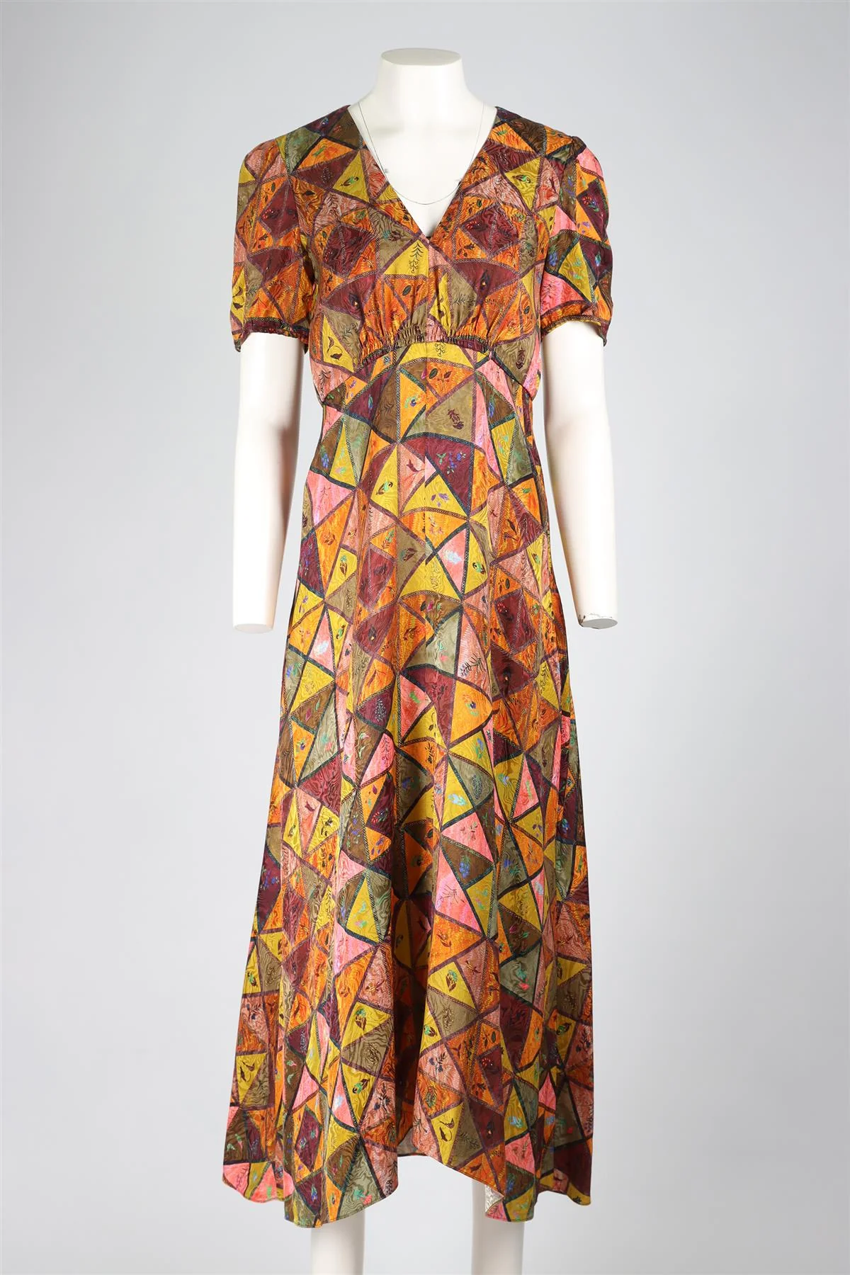 SALONI MULTICOLOURED SILK MIDI DRESS UK 8 - Image 2