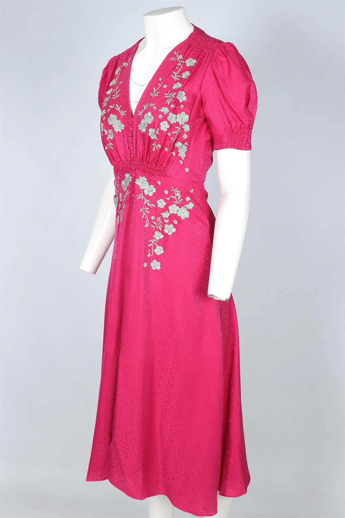 SALONI PINK SILK MIDI DRESS UK 8 - Image 3