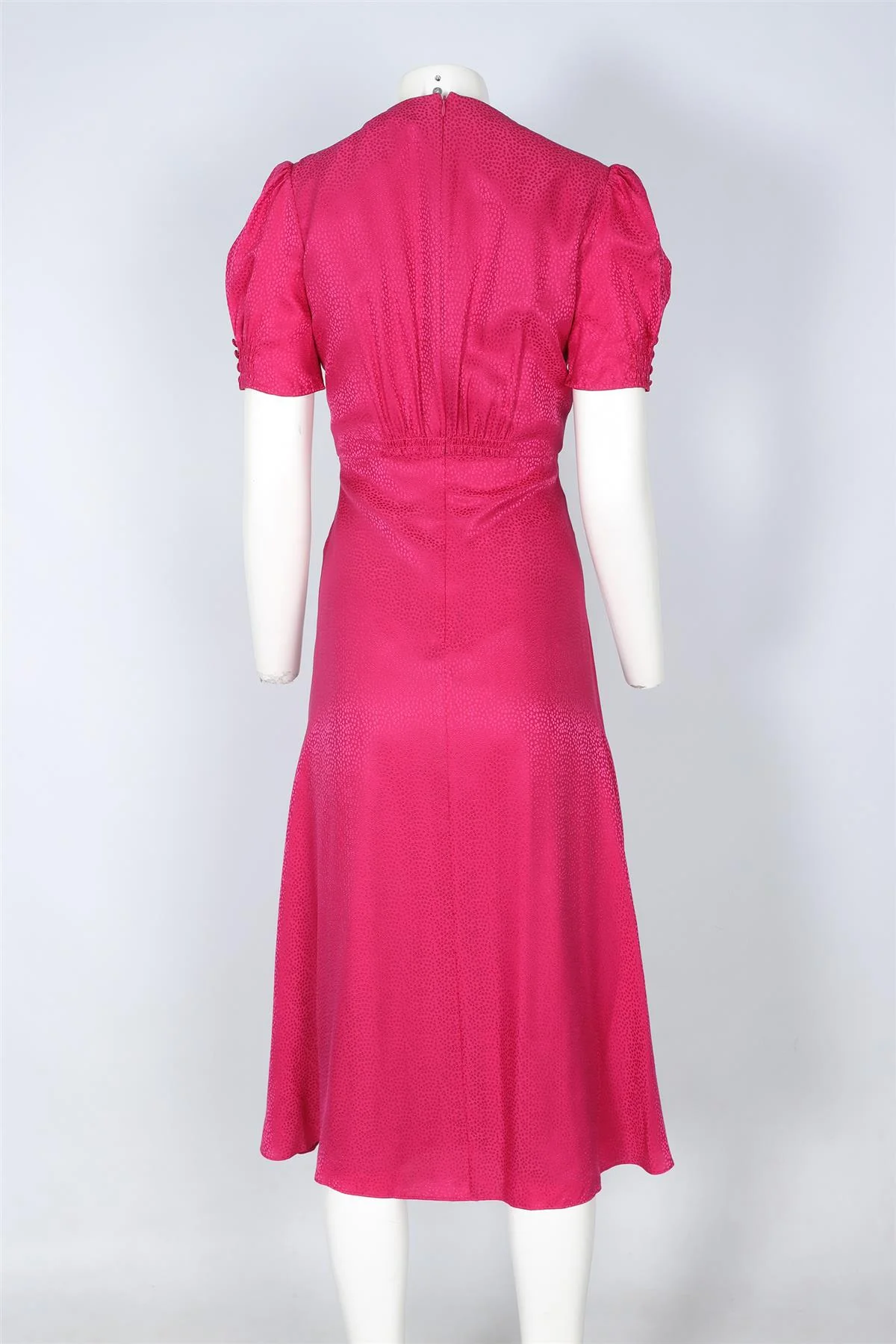 SALONI PINK SILK MIDI DRESS UK 8 - Image 4