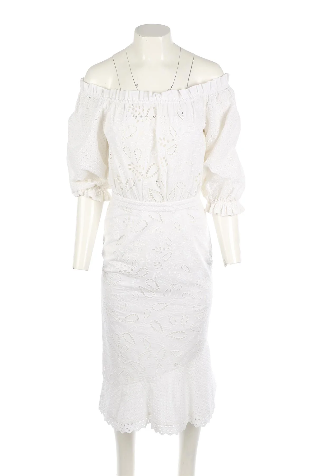 SALONI WHITE COTTON MAXI DRESS UK 8 - Image 2