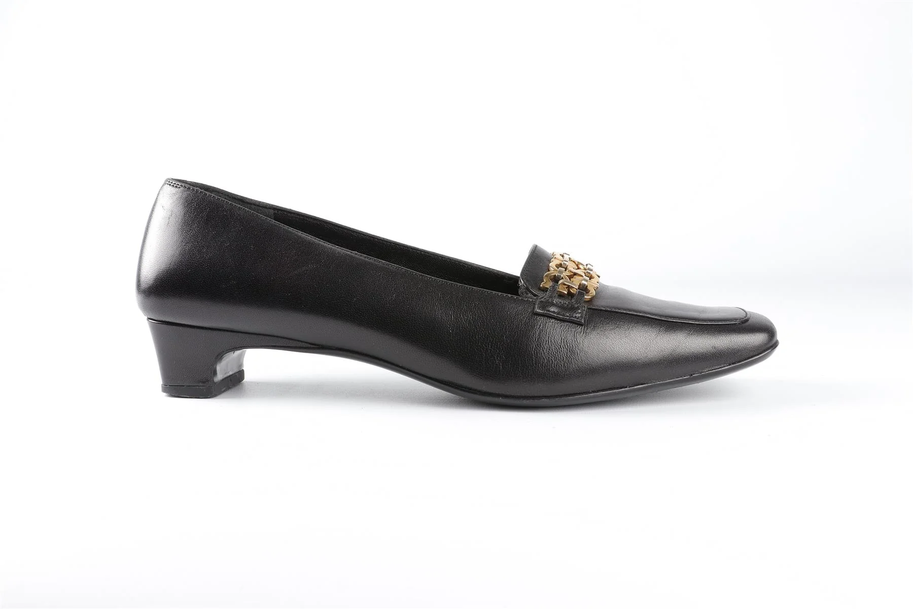 SALVATORE FERRAGAMO BLACK LEATHER LOAFERS EU 37.5 UK 4.5 US 7.5 - Image 2