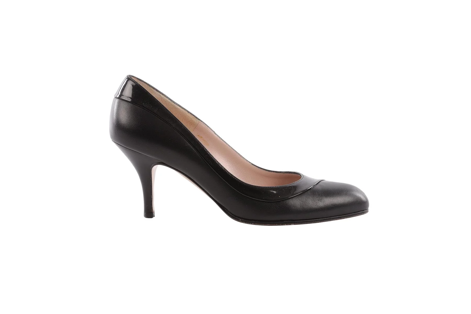 SALVATORE FERRAGAMO BLACK LEATHER PUMPS US 7 EU 37 UK 4 - Image 2