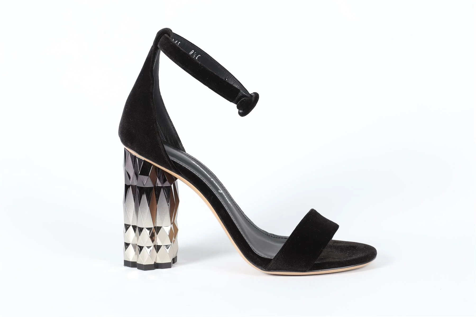 SALVATORE FERRAGAMO BLACK VELVET SANDALS US 8.5 UK 5.5 EU 38.5 - Image 2