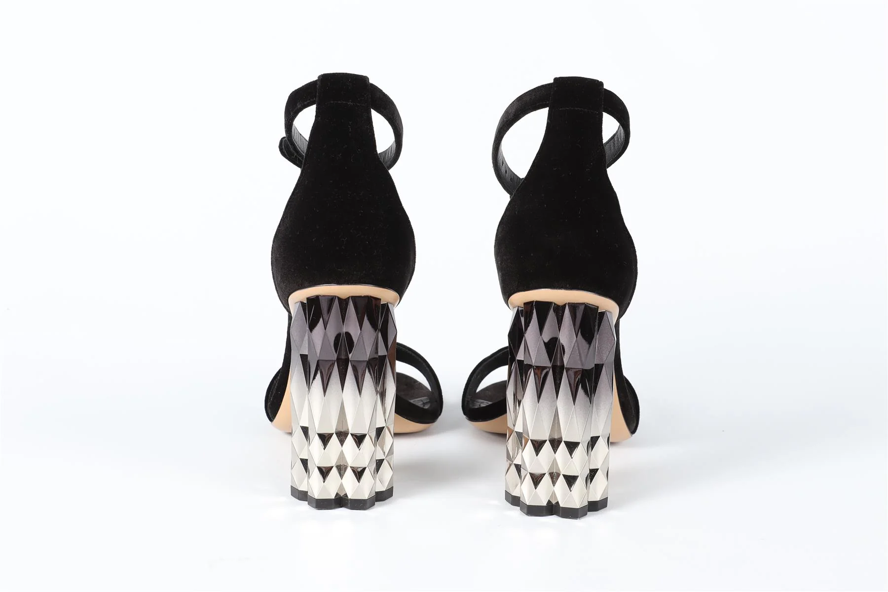 SALVATORE FERRAGAMO BLACK VELVET SANDALS US 8.5 UK 5.5 EU 38.5 - Image 4