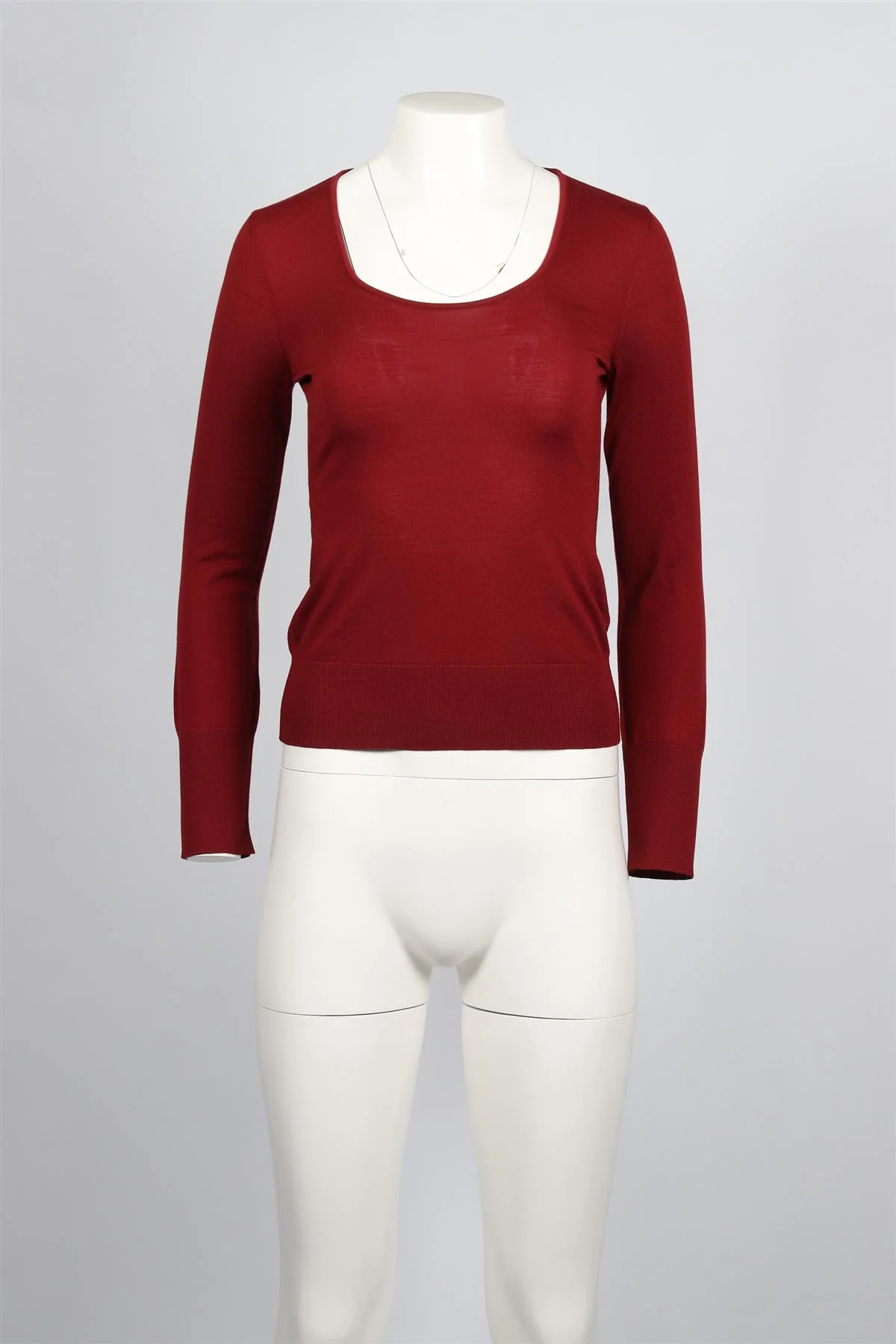 SALVATORE FERRAGAMO BURGUNDY WOOL BLEND SWEATER SMALL - Image 2