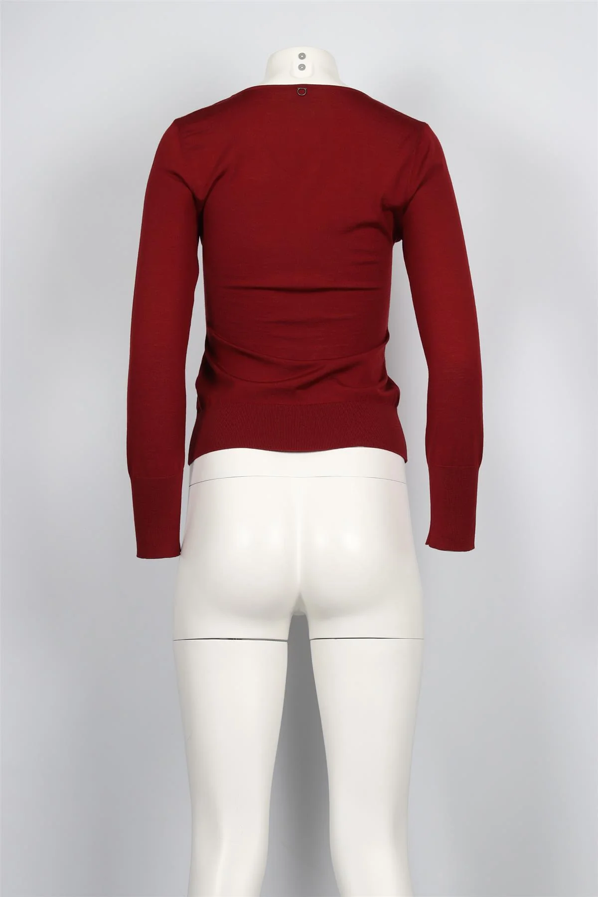 SALVATORE FERRAGAMO BURGUNDY WOOL BLEND SWEATER SMALL - Image 4