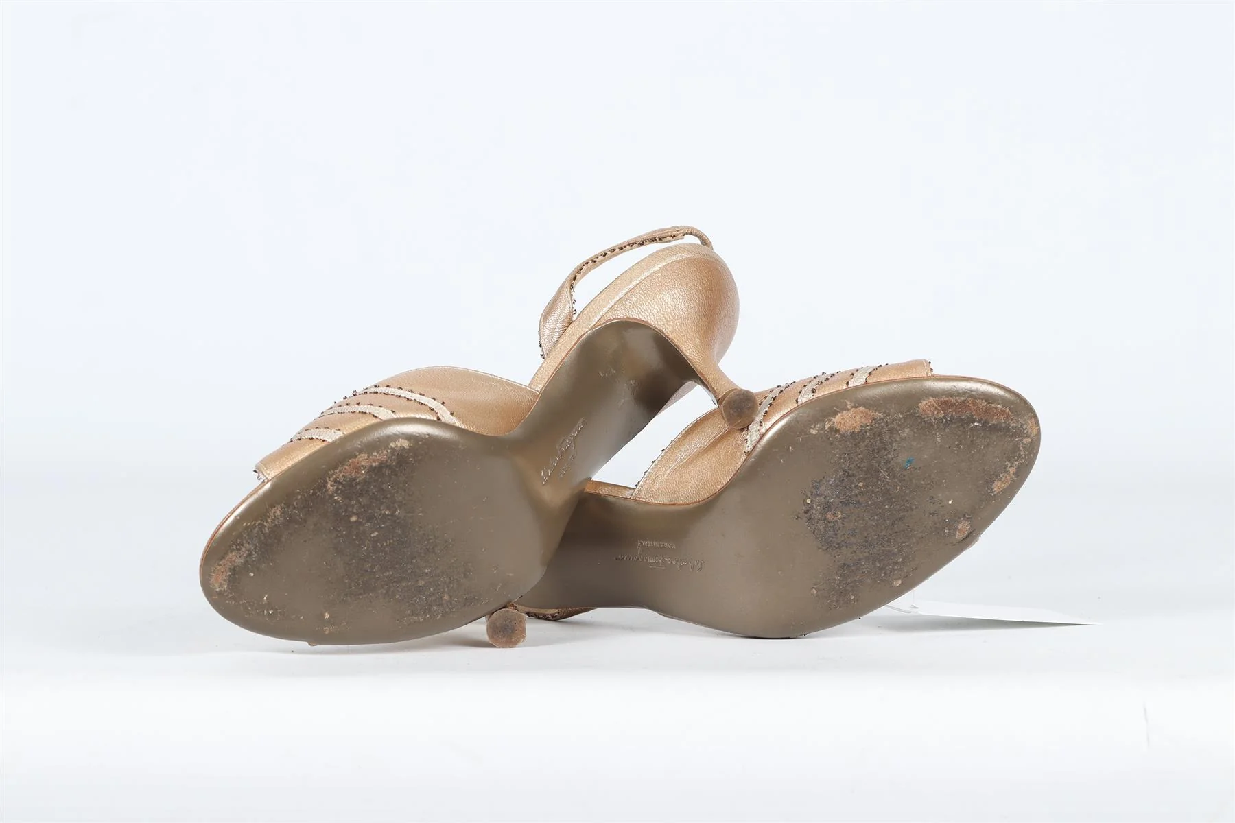 SALVATORE FERRAGAMO CRYSTAL AND LEATHER SANDALS EU 36.5 UK 3.5 US 6.5 - Image 5