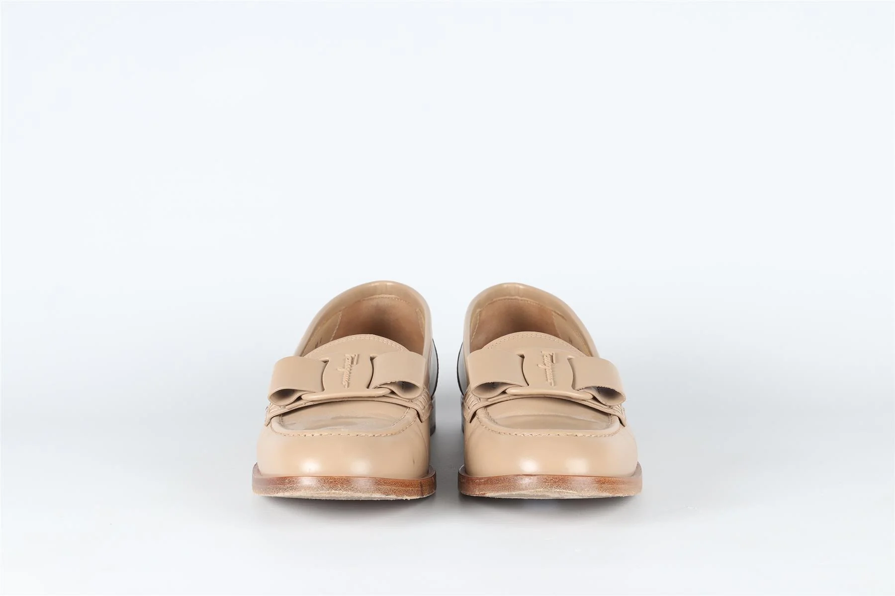 SALVATORE FERRAGAMO TAUPE LEATHER LOAFERS EU 40 UK 7 US 10 - Image 3