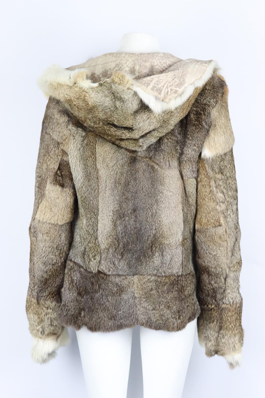 SAM RONE HOODED RABBIT FUR JACKET SMALL - Image 4