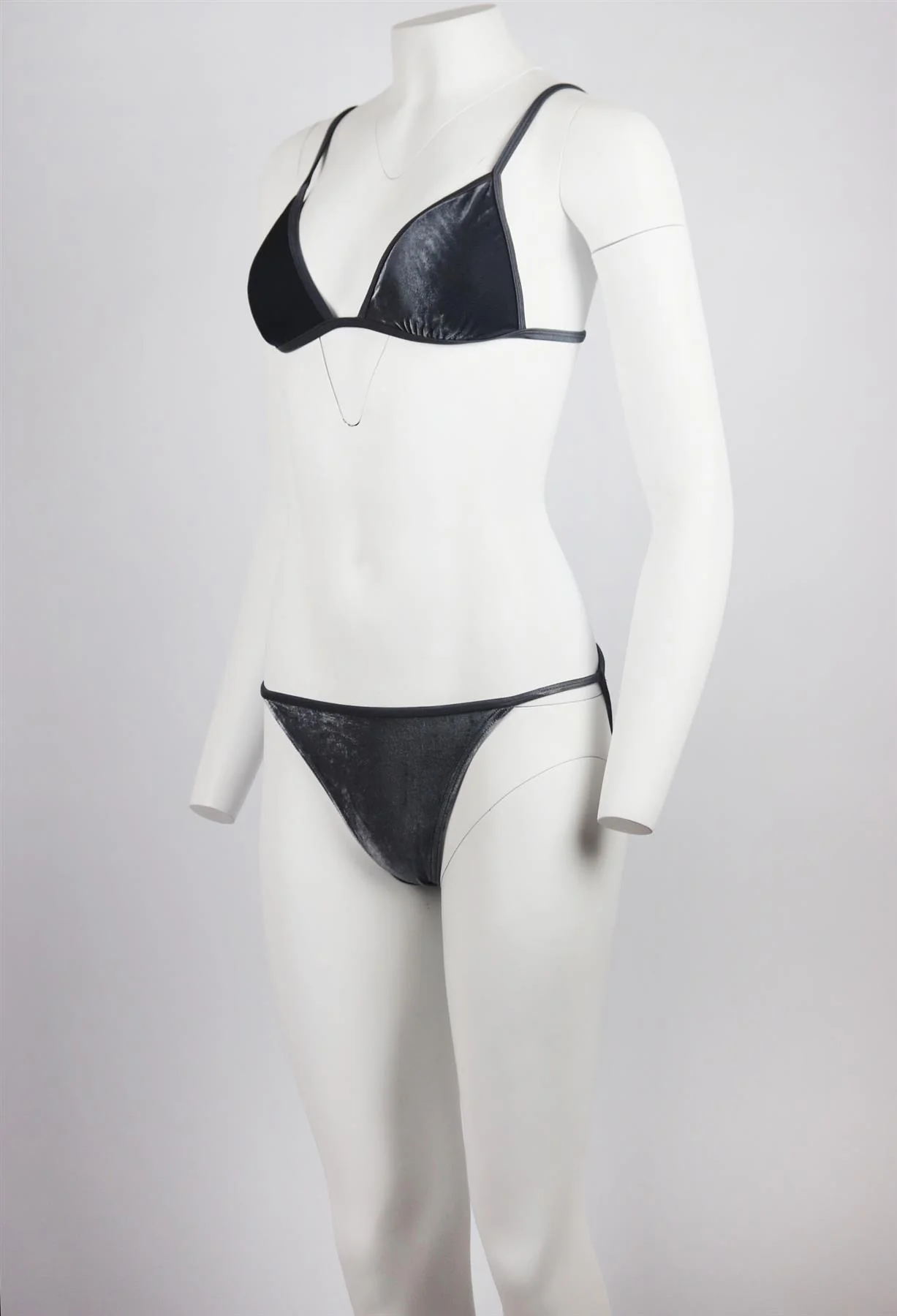 SAND AND BLUE IVECHIC VELVET TRIANGLE BIKINI SMALL - Image 3