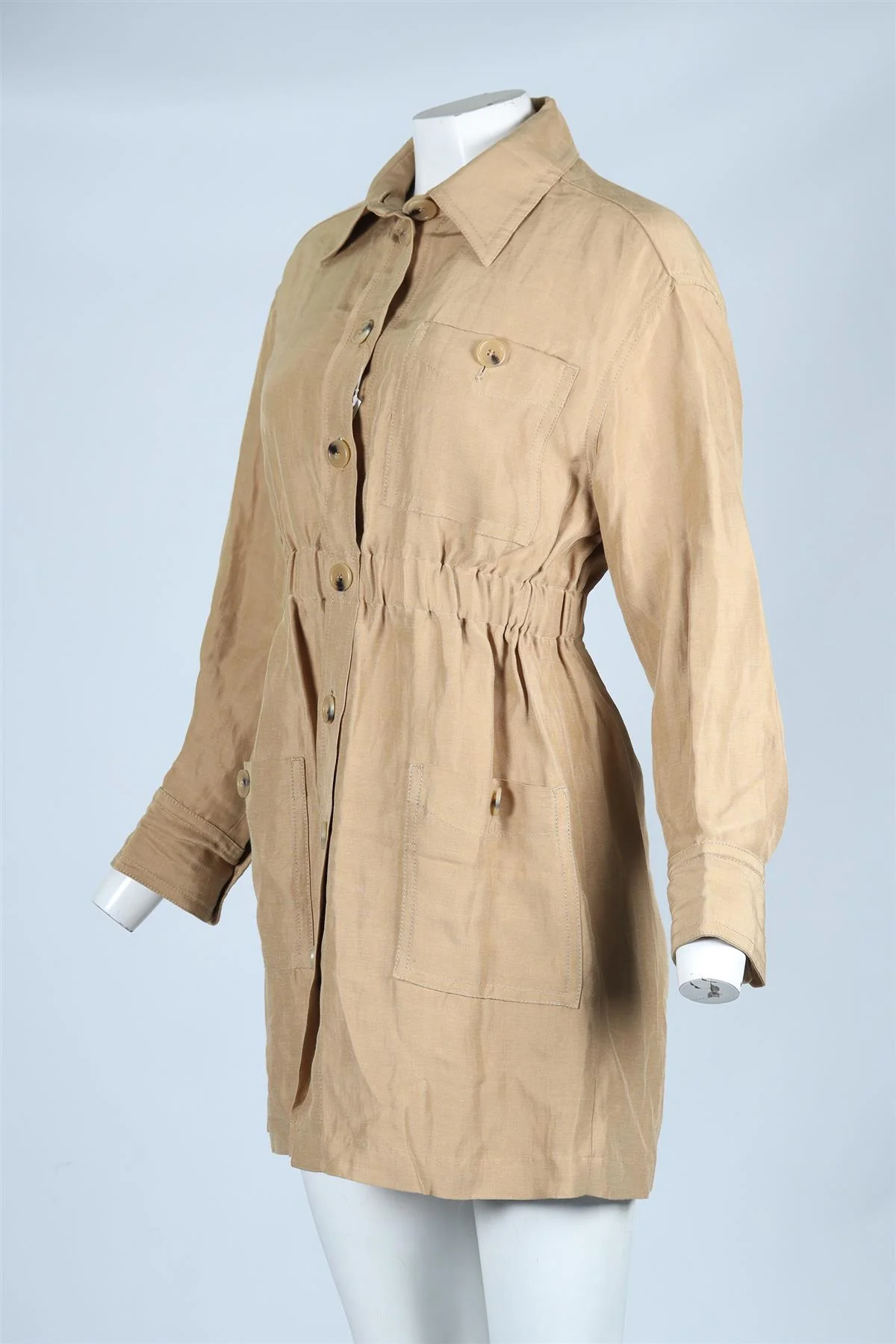 SANDRO LINEN BLEND MINI DRESS SMALL - Image 3