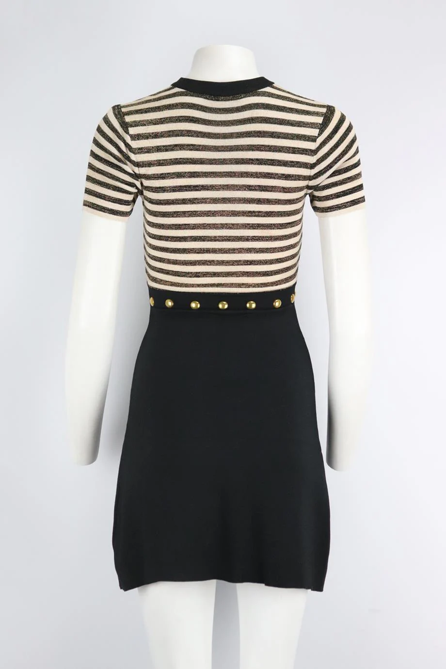 SANDRO METALLIC STRETCH KNIT MINI DRESS SMALL - Image 4
