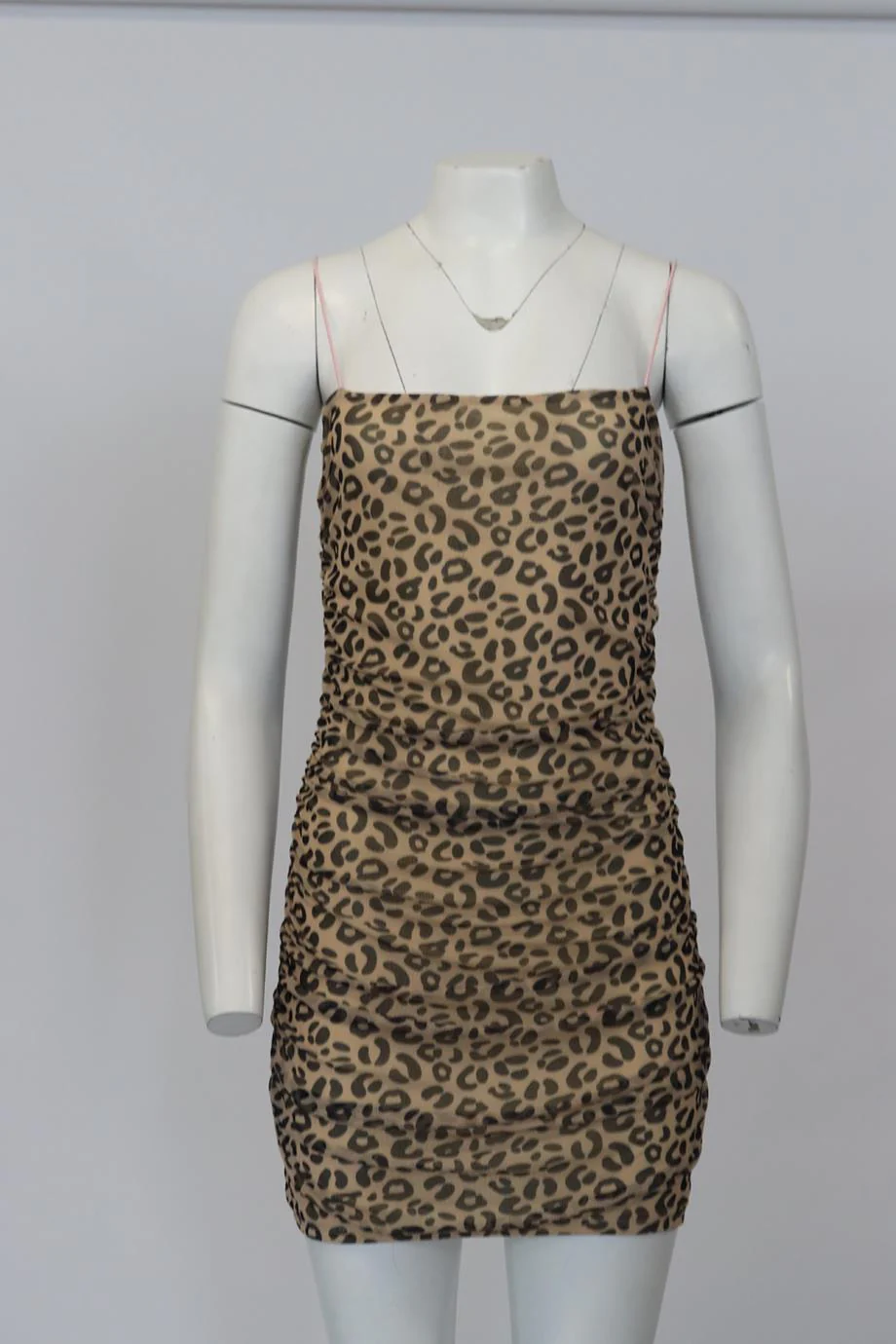 SANDY LIANG LEOPARD PRINT STRETCH MESH MINI DRESS UK 8 - Image 2