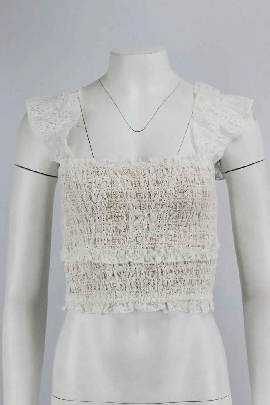 SAYLOR CROPPED SHIRRED LACE TOP XSMALL - Image 2