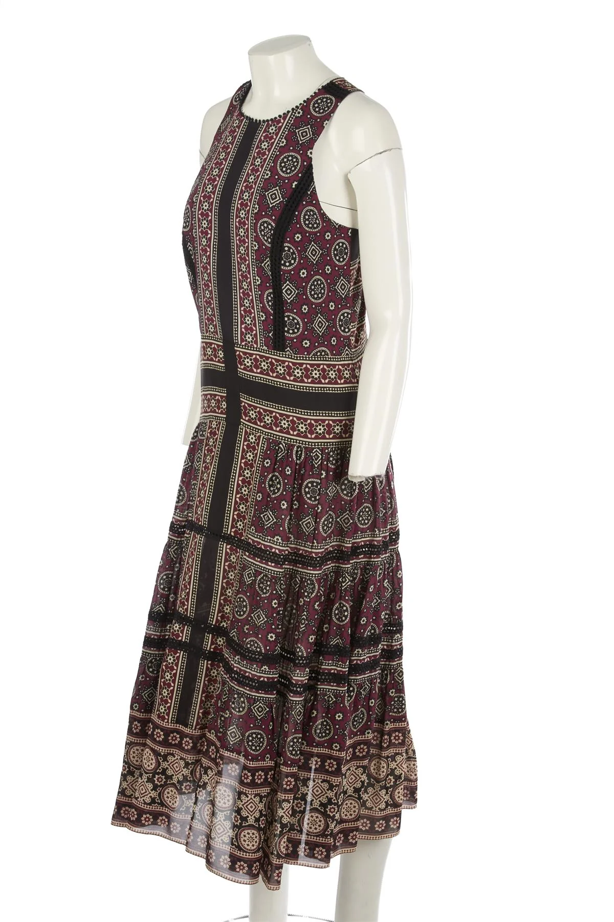 SEA NEW YORK BURGUNDY SILK MAXI DRESS US 4 UK 8 - Image 3