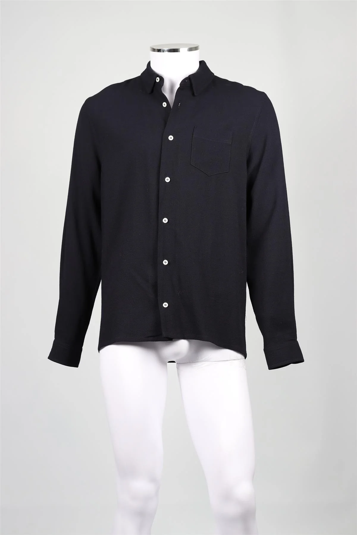 SÉFR NAVY MEN'S WOOL BLEND SHIRT MEDIUM - Image 2