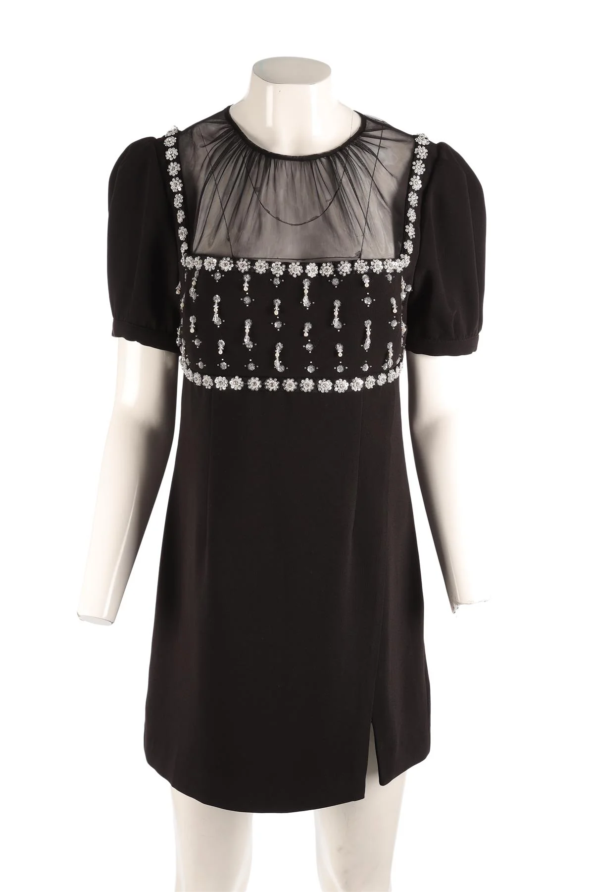 SELF-PORTRAIT BLACK CREPE MINI DRESS UK 14 - Image 2