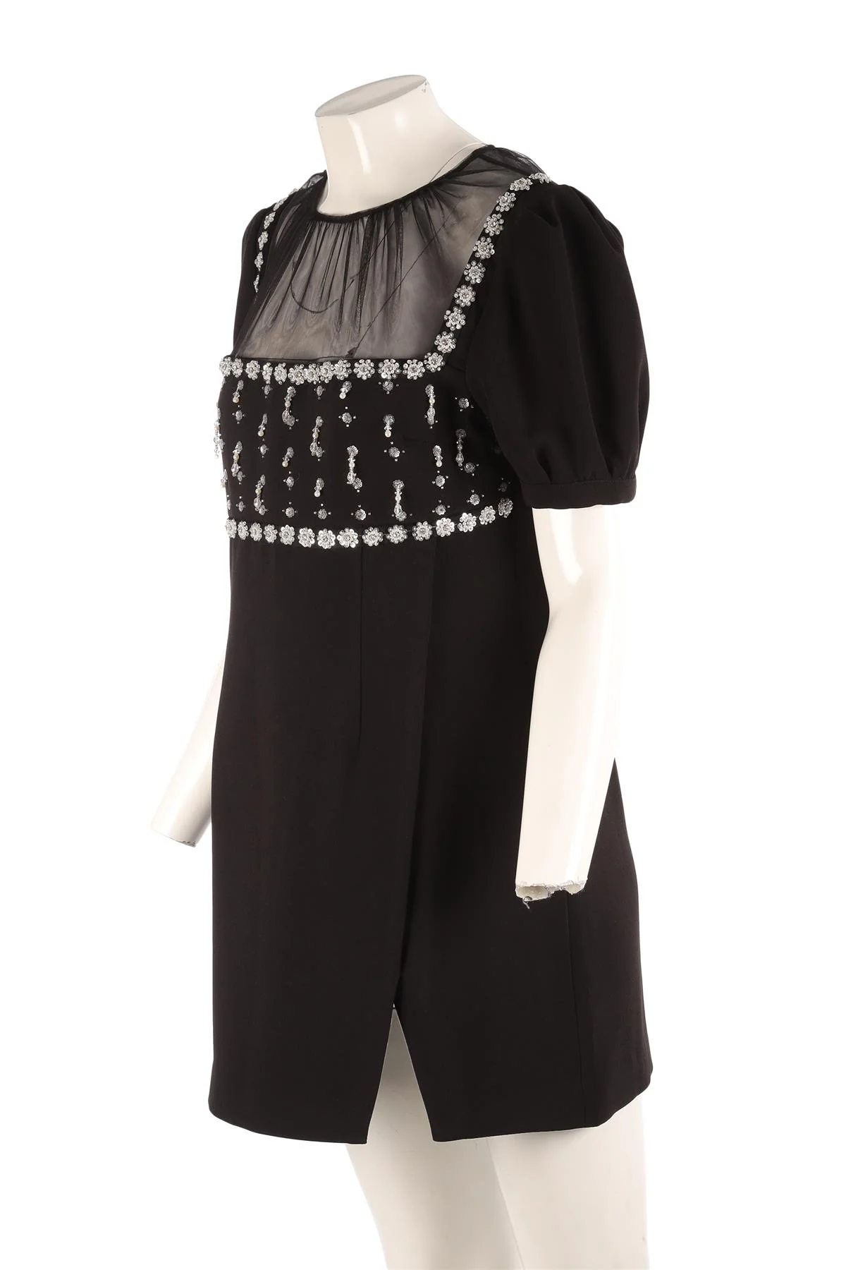 SELF-PORTRAIT BLACK CREPE MINI DRESS UK 14 - Image 3
