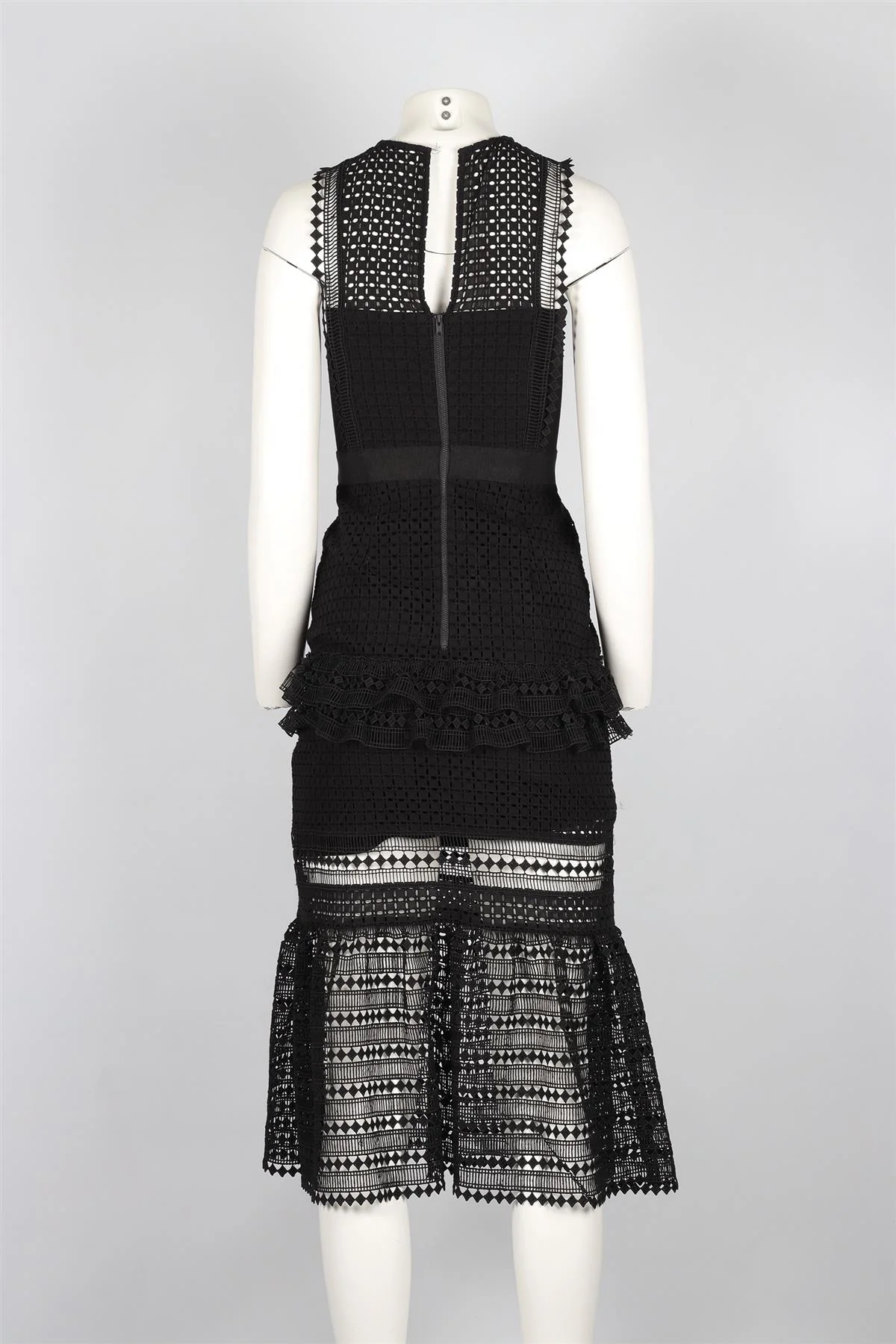 SELF-PORTRAIT BLACK CROCHET MIDI DRESS UK 8 - Image 4