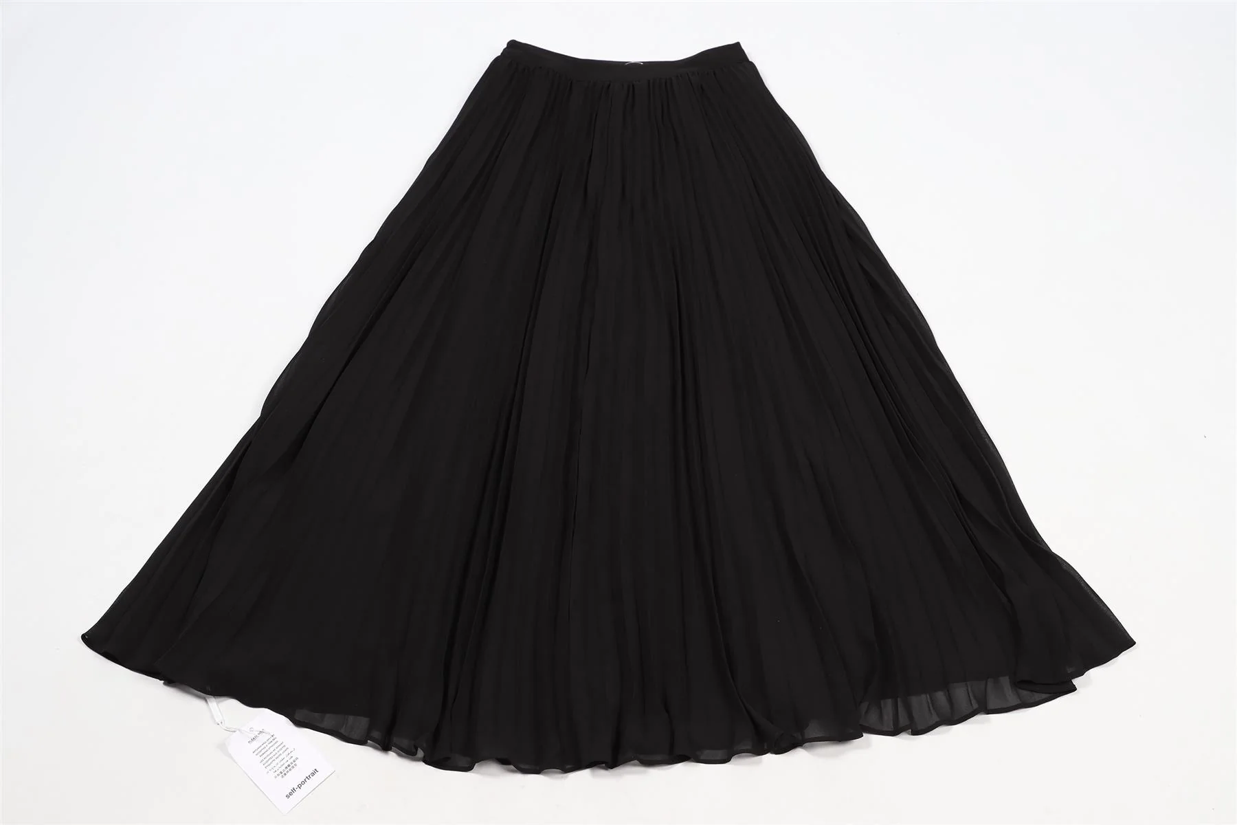 SELF-PORTRAIT BLACK PLEATED CHIFFON MIDI SKIRT UK 4 - Image 4