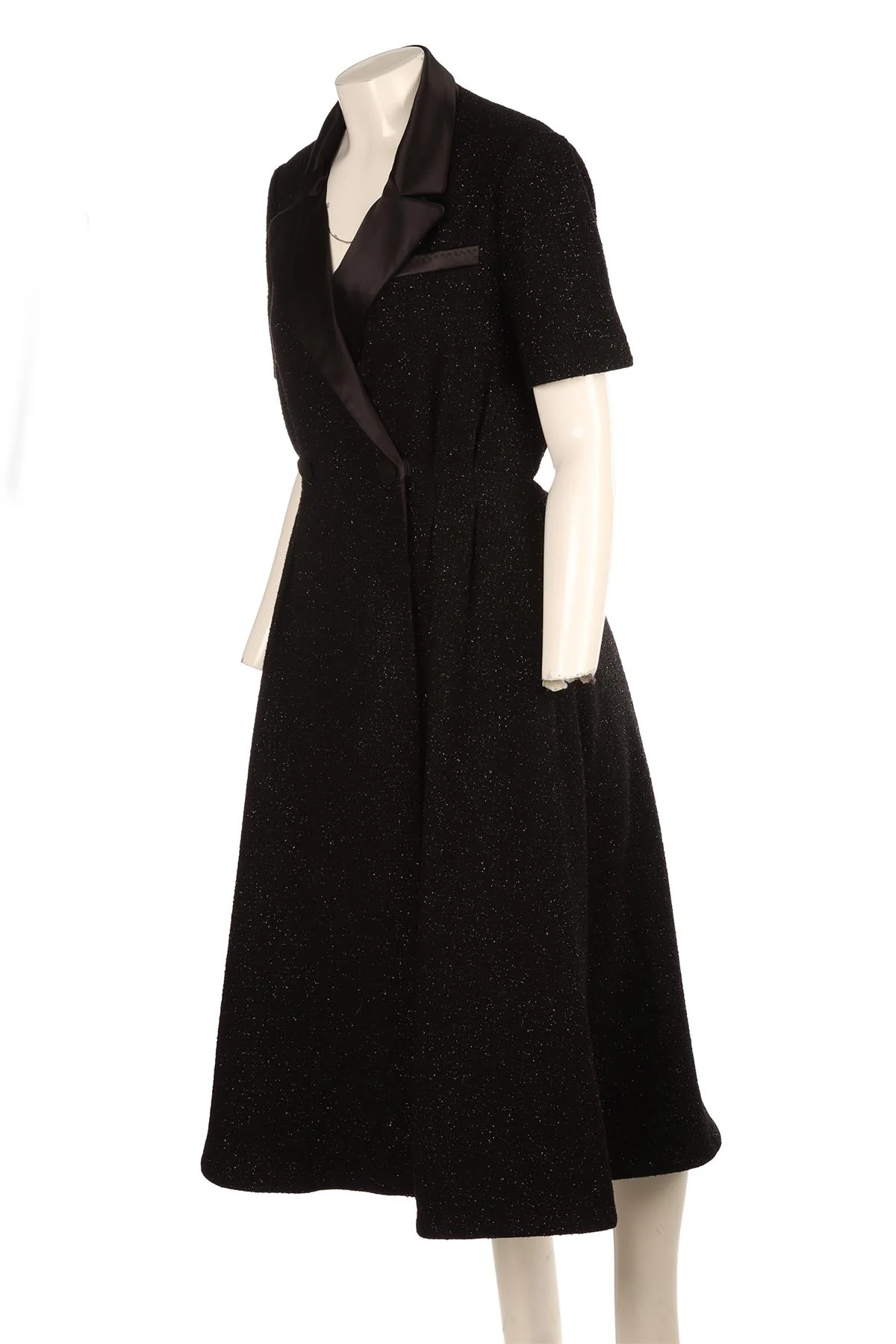 SELF-PORTRAIT BLACK TWEED MAXI DRESS UK 12 - Image 3