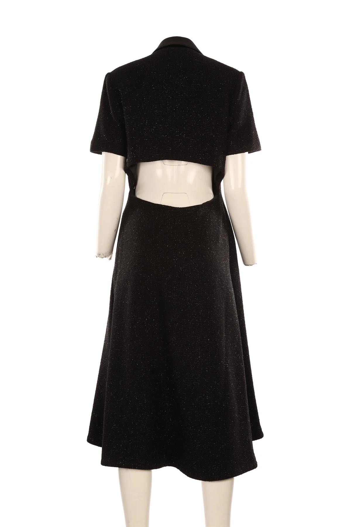 SELF-PORTRAIT BLACK TWEED MAXI DRESS UK 12 - Image 4