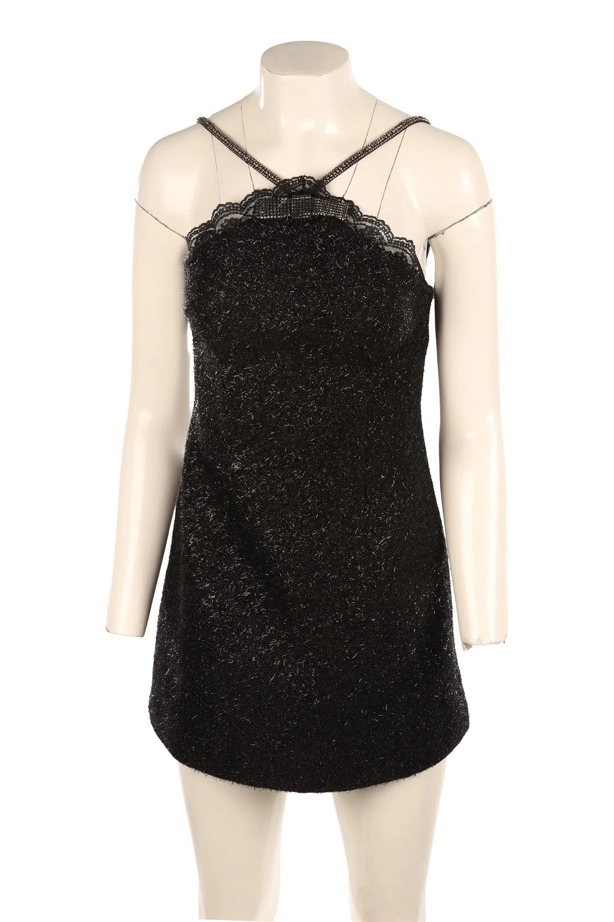 SELF-PORTRAIT BLACK WOOL MINI DRESS UK 8 - Image 2