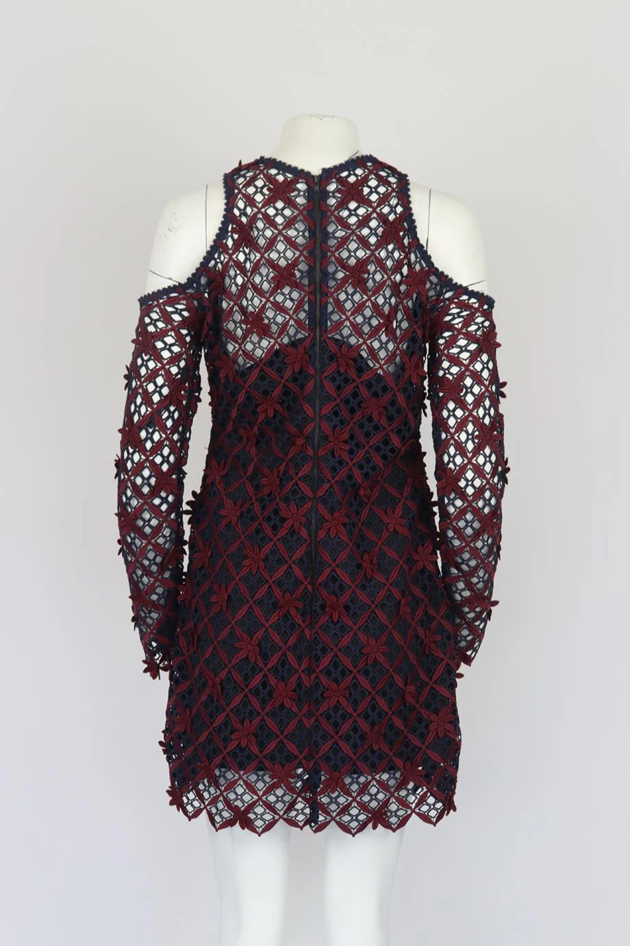 SELF-PORTRAIT COLD SHOULDER GUIPURE LACE MIDI DRESS UK 12 - Image 4