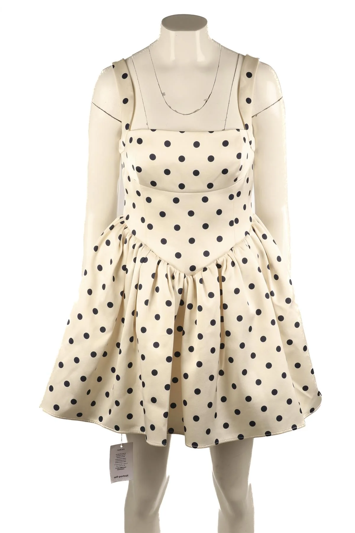 SELF-PORTRAIT CREAM SATIN MINI DRESS UK 8 - Image 2