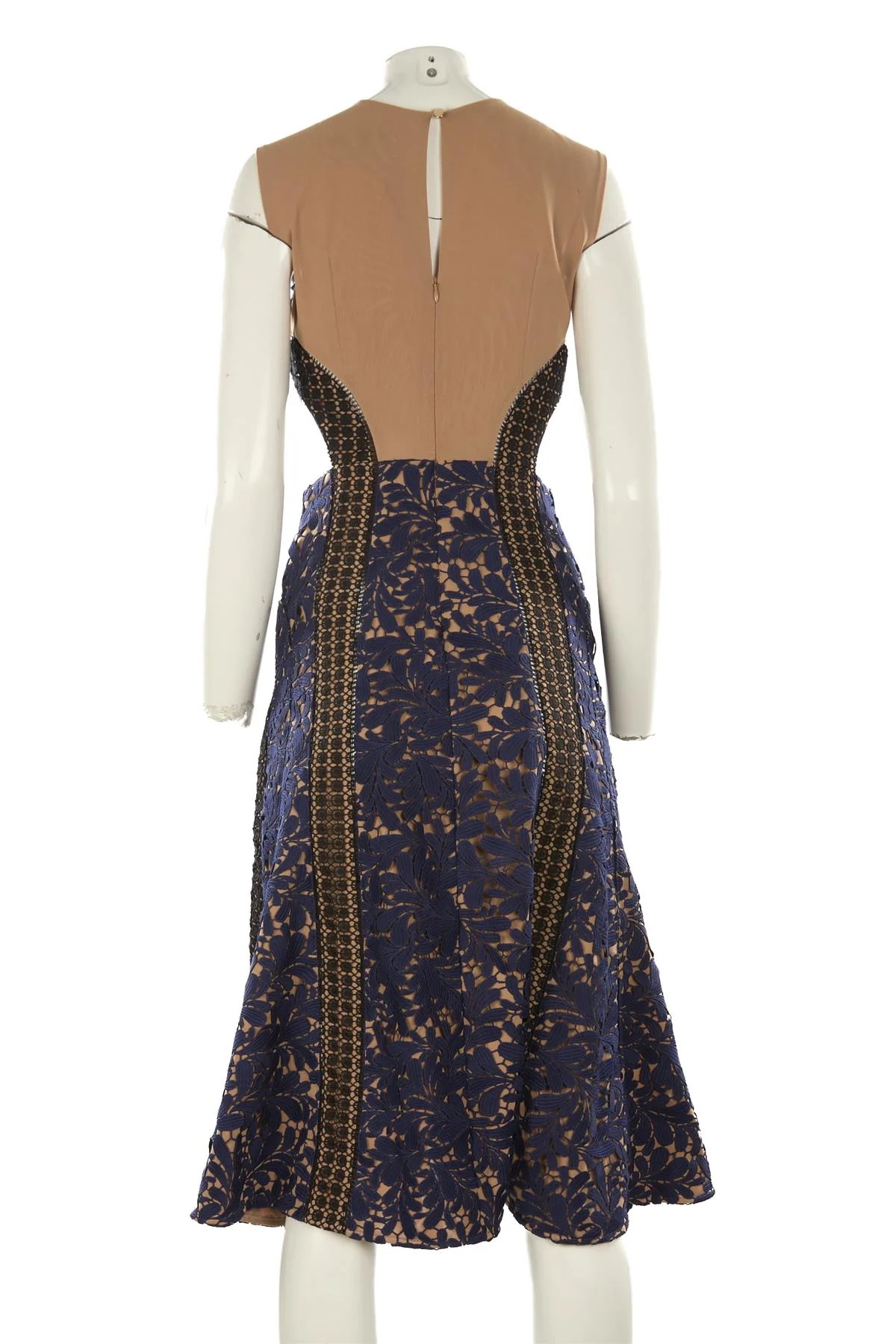 SELF-PORTRAIT NAVY CROCHET MIDI DRESS UK 10 - Image 4