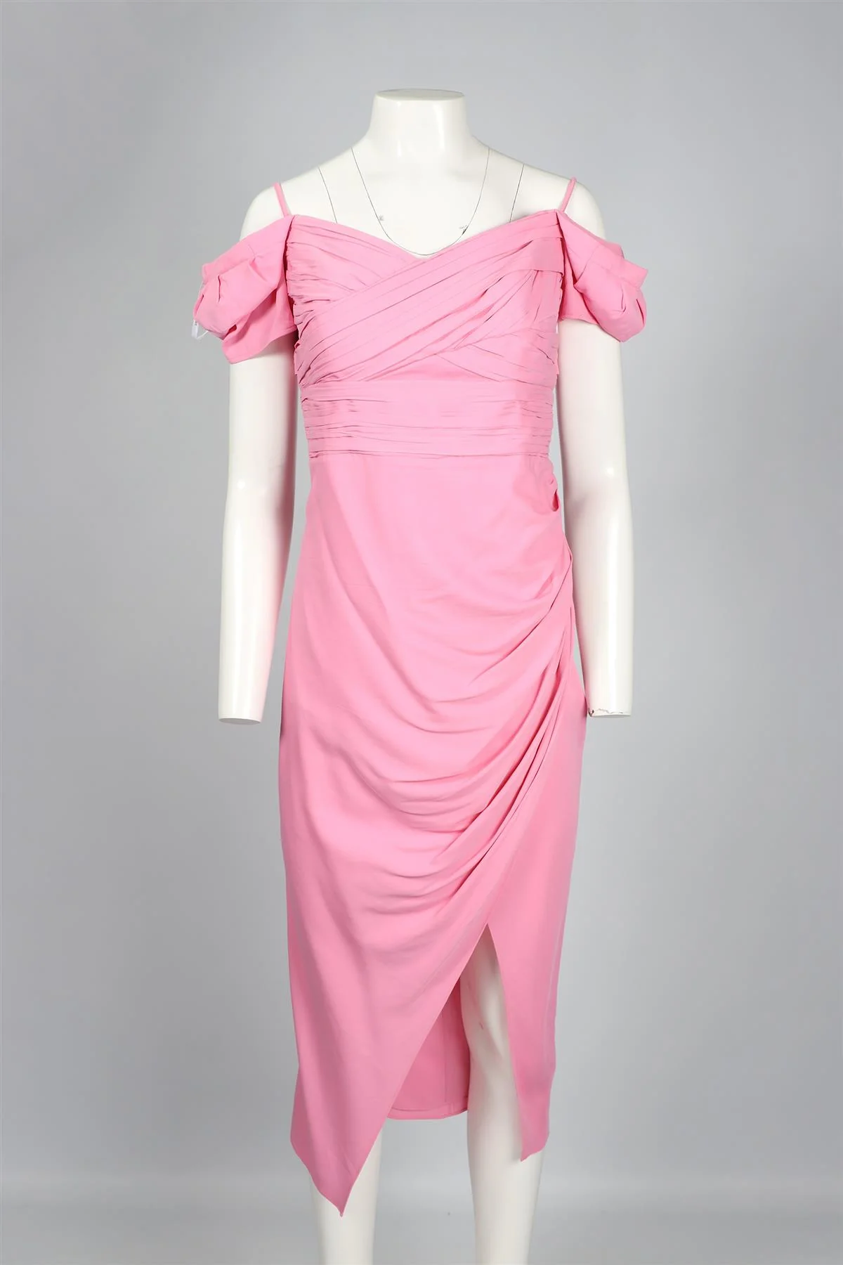 SELF-PORTRAIT PINK CREPE MIDI DRESS UK 12 - Image 2