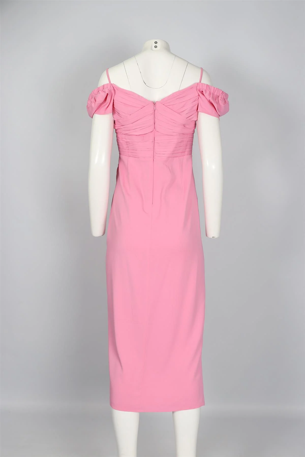 SELF-PORTRAIT PINK CREPE MIDI DRESS UK 12 - Image 4