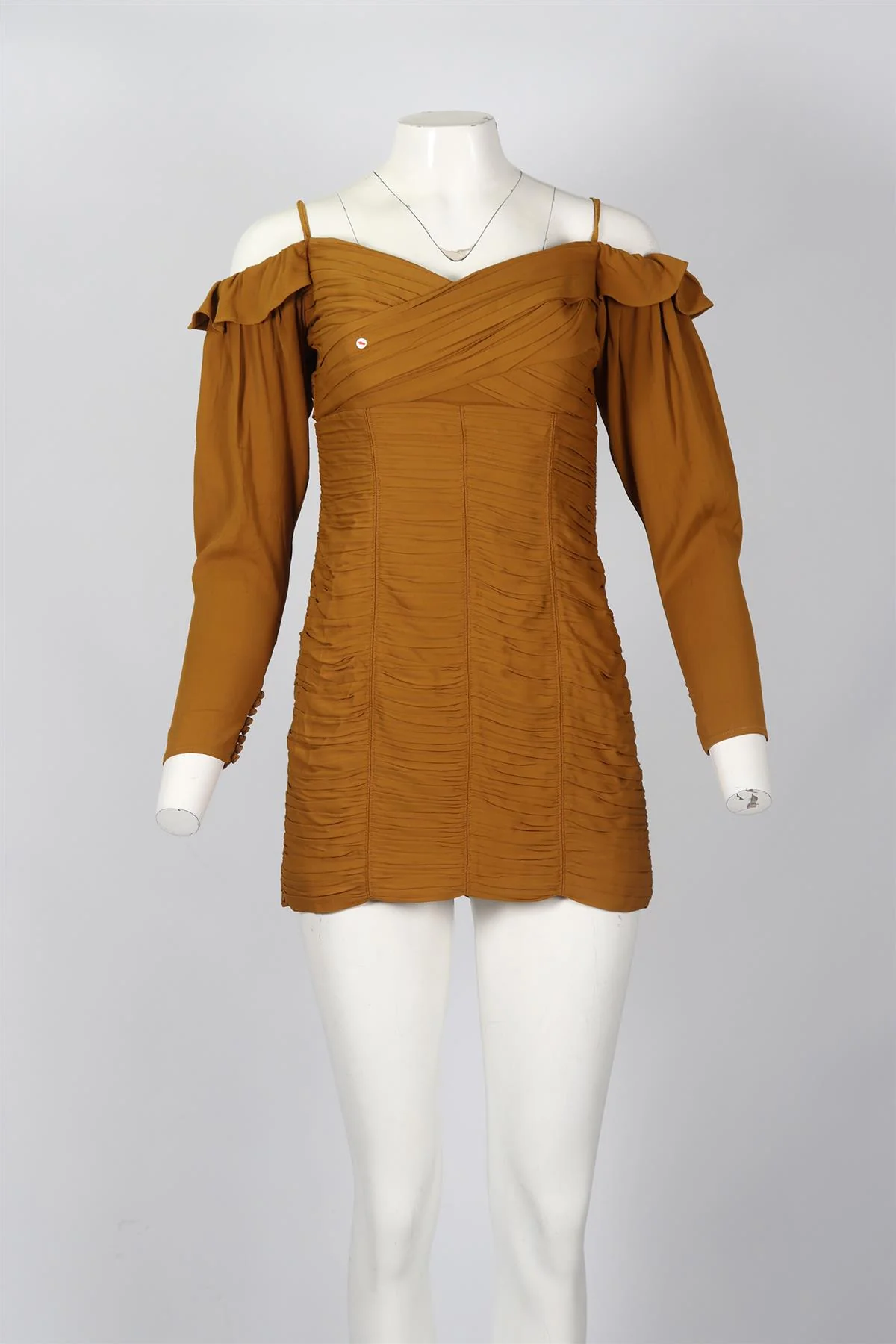 SELF-PORTRAIT RUCHED CREPE MINI DRESS UK 10 - Image 2