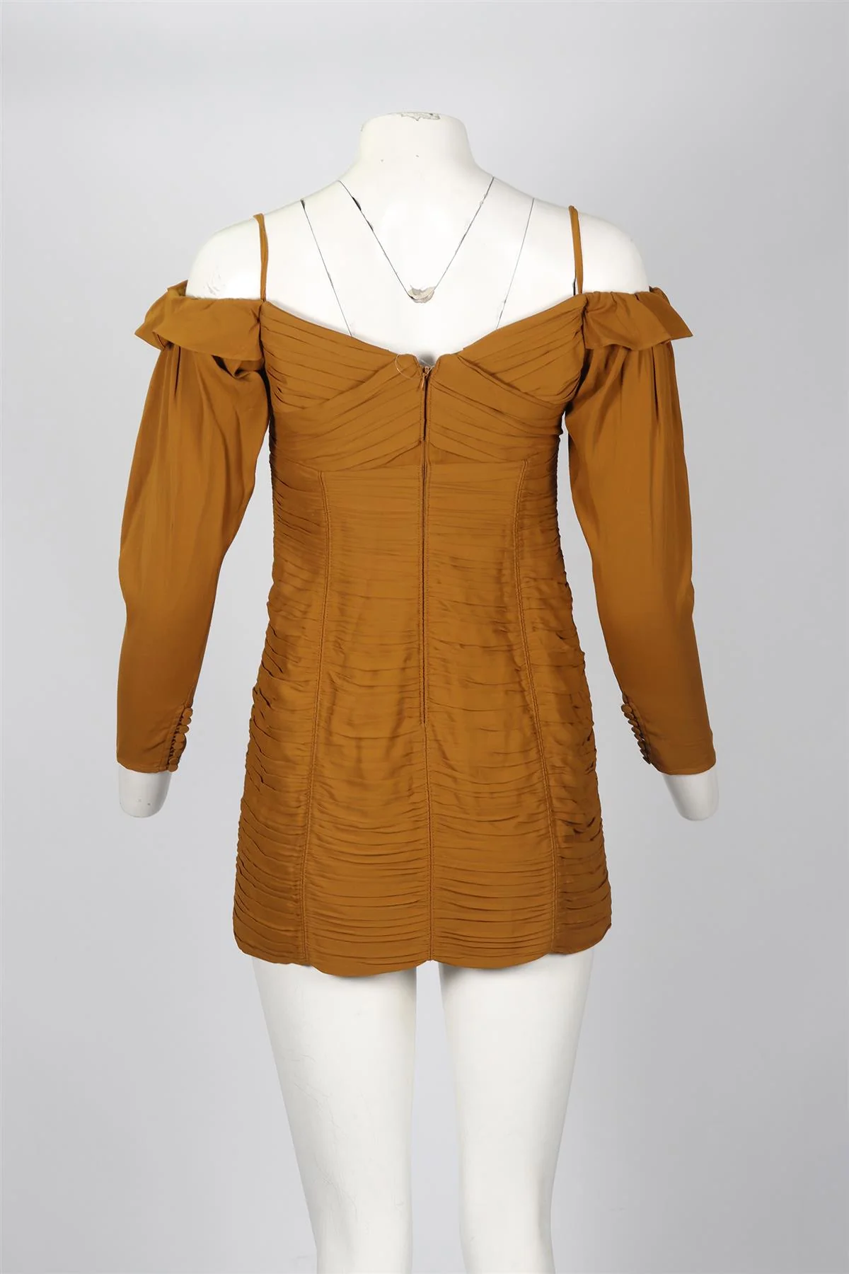 SELF-PORTRAIT RUCHED CREPE MINI DRESS UK 10 - Image 4
