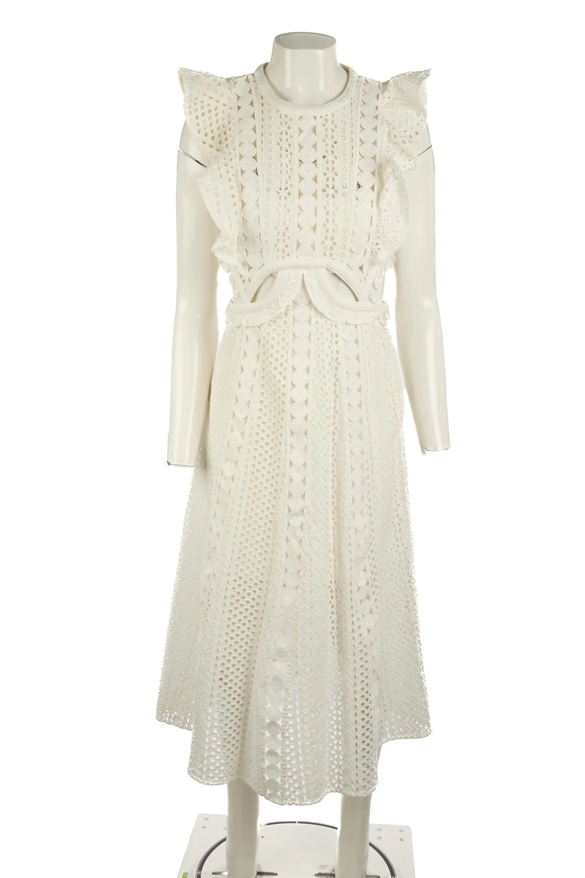SELF-PORTRAIT WHITE CROCHET MAXI DRESS UK 10 - Image 2