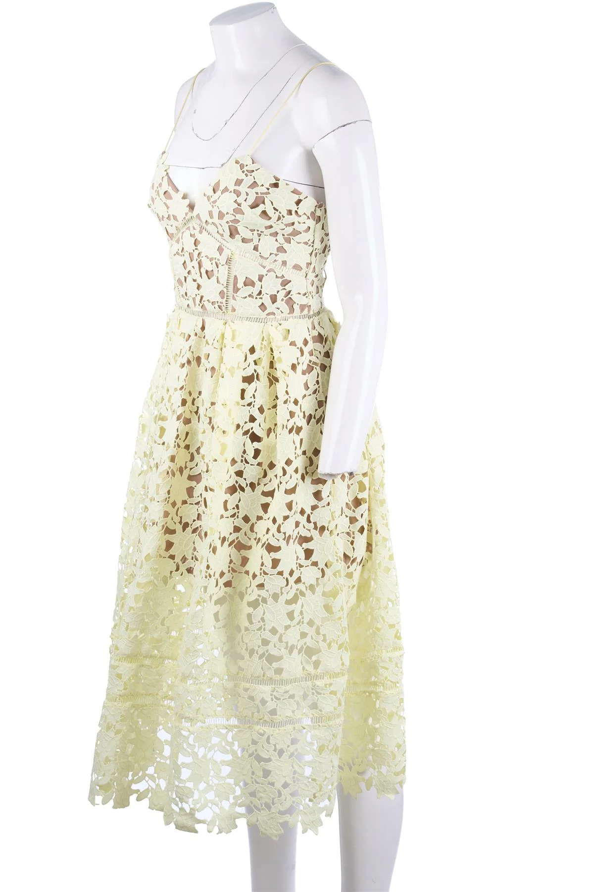 SELF-PORTRAIT YELLOW CROCHET MIDI DRESS UK 10 - Image 3