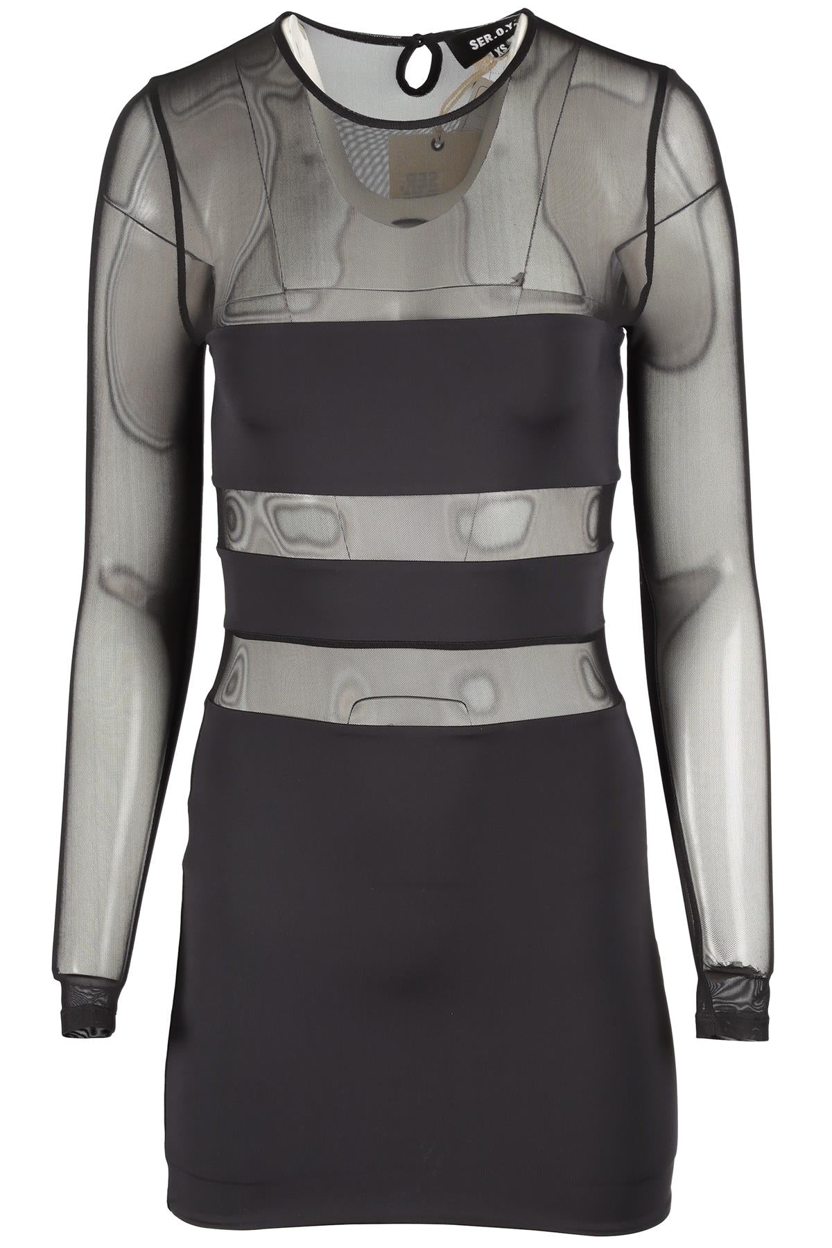 SER.O.YA BLACK MESH MINI DRESS XSMALL