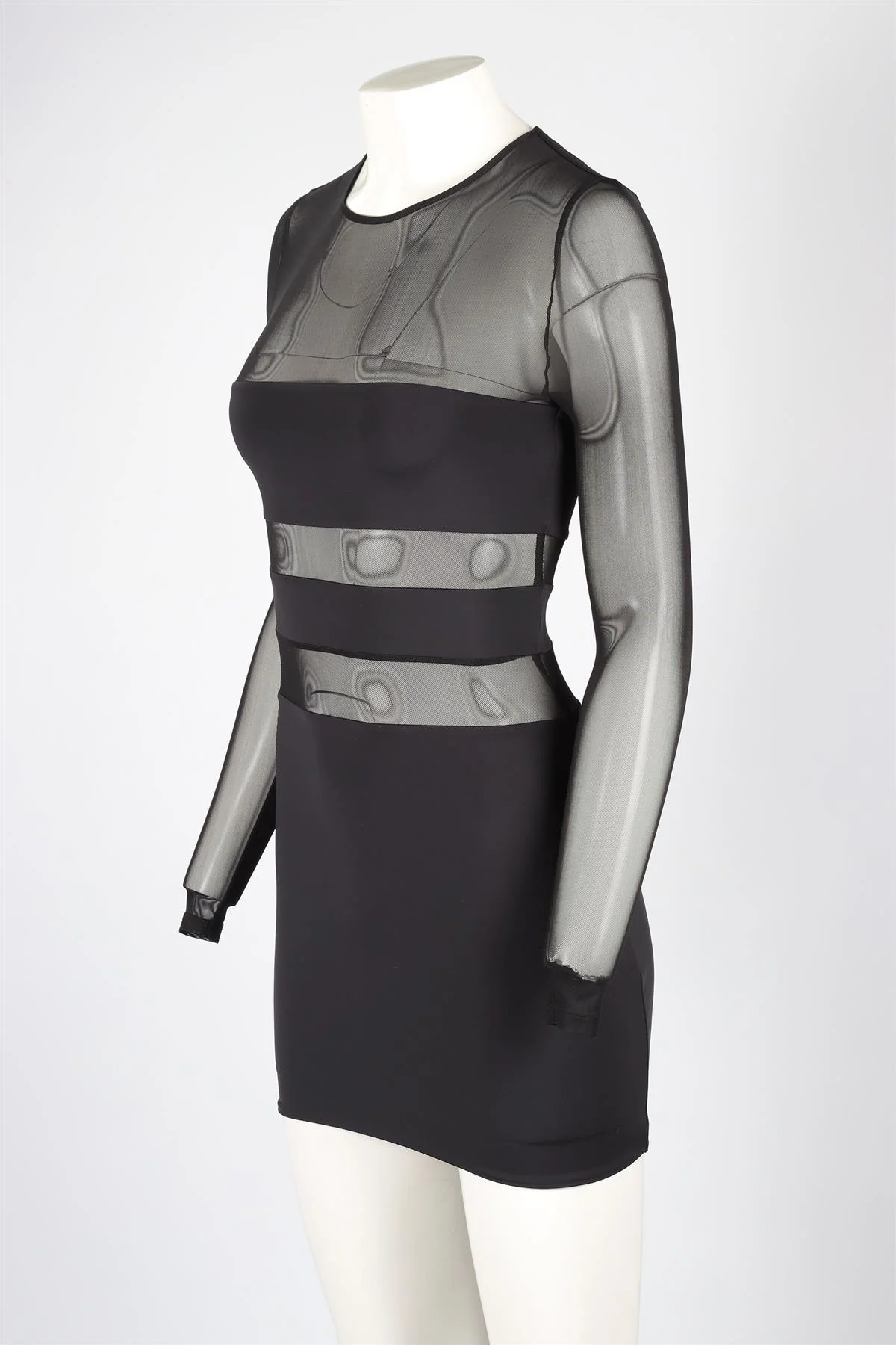 SER.O.YA BLACK MESH MINI DRESS XSMALL - Image 3