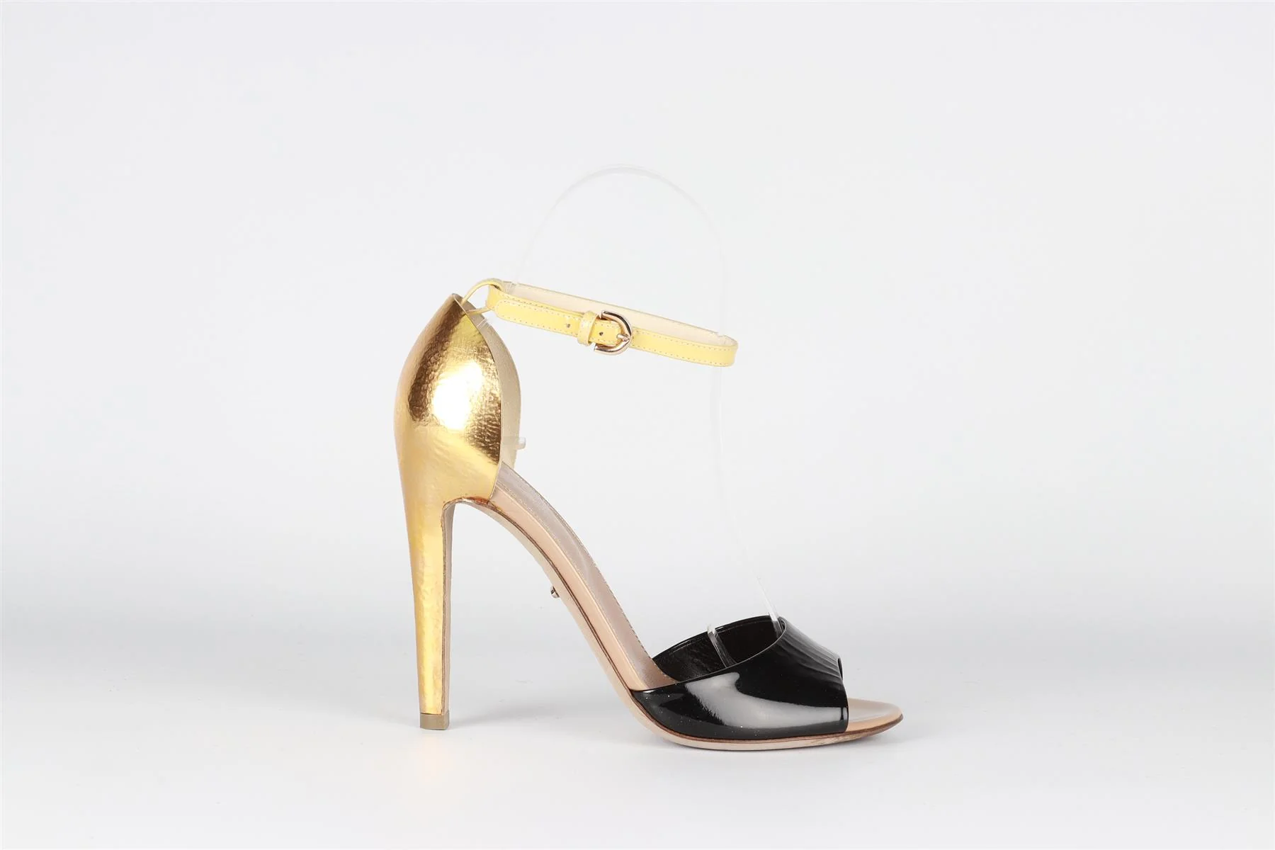 SERGIO ROSSI GOLD AND BLACK LEATHER SANDALS EU 35.5 UK 2.5 US 5.5 - Image 2