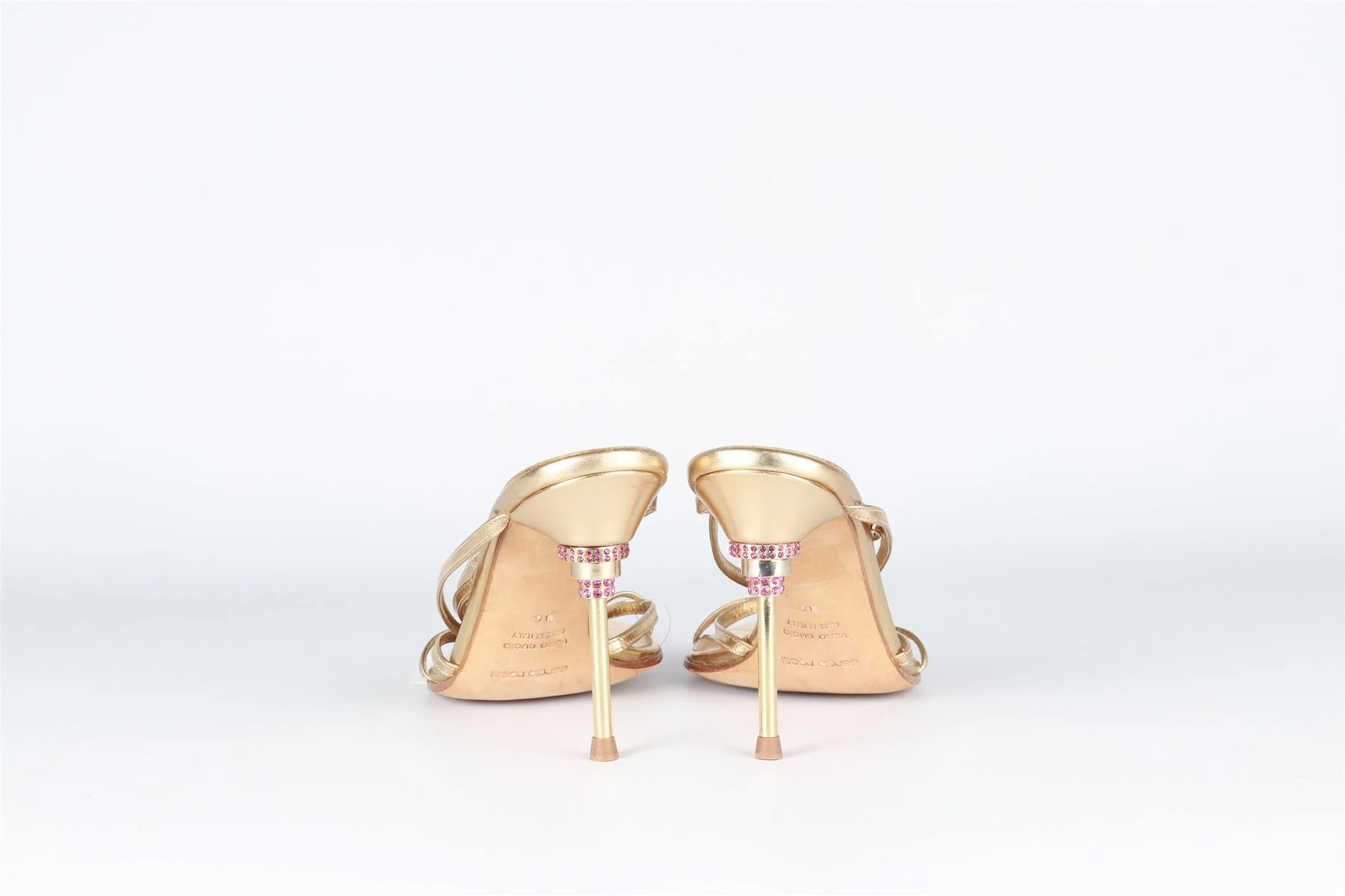 SERGIO ROSSI GOLD LEATHER SANDALS EU 36 UK 3 US 6 - Image 5