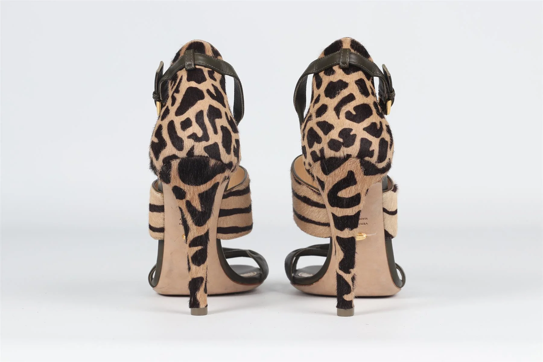 SERGIO ROSSI GREEN CALF HAIR AND LEATHER SANDALS EU 37.5 UK 4.5 US 7.5 - Image 5