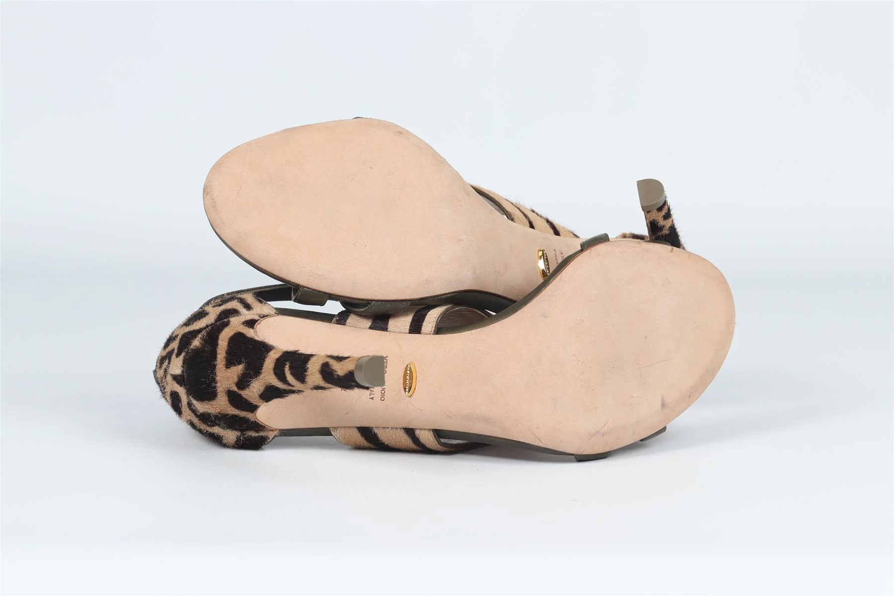 SERGIO ROSSI GREEN CALF HAIR AND LEATHER SANDALS EU 37.5 UK 4.5 US 7.5 - Image 6