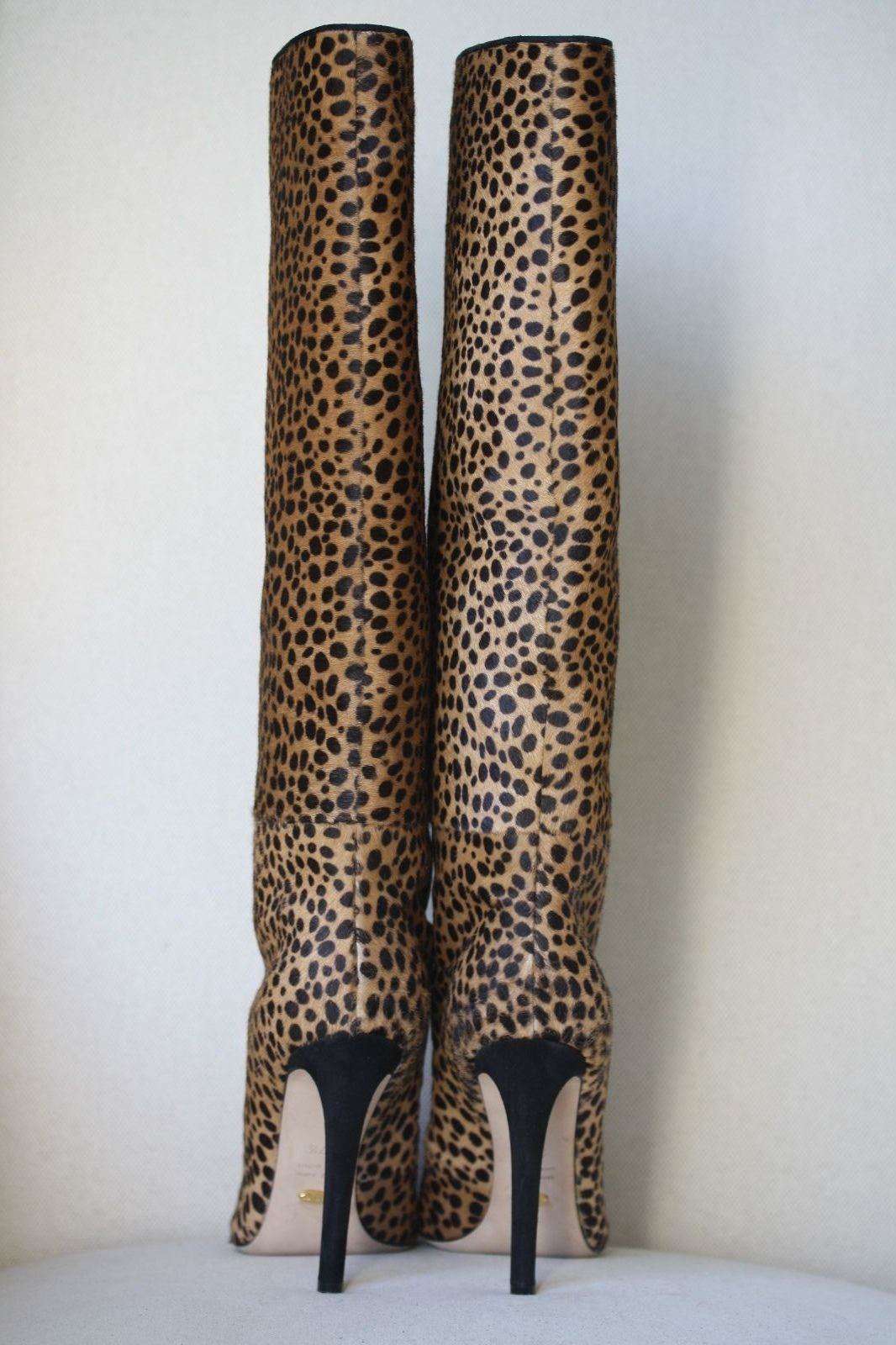 SERGIO ROSSI LEOPARD PRINT PONY-HAIR BOOTS EU 38 UK 5 US 8 - Image 6