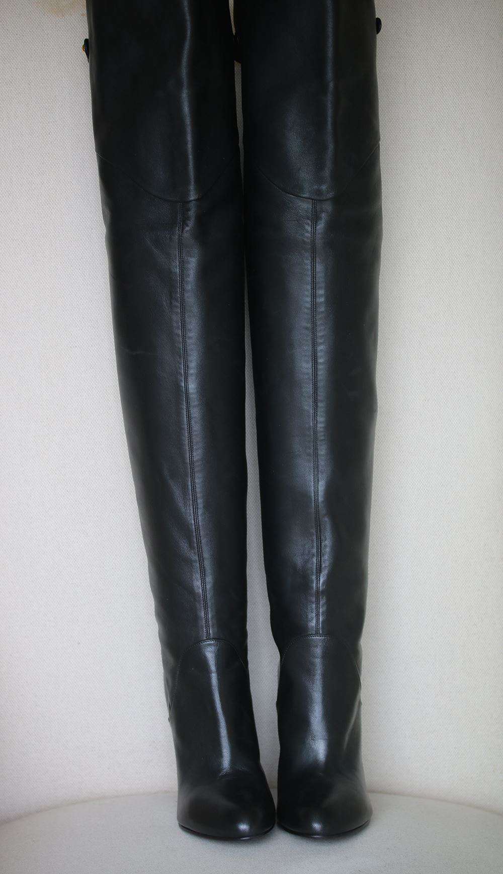 SERGIO ROSSI OVER-THE-KNEE LEATHER BOOTS EU 37.5 UK 4.5 US 7.5 - Image 2
