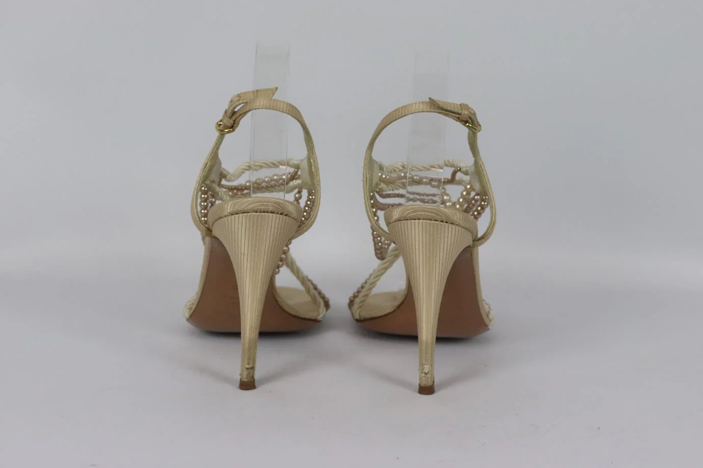SERGIO ROSSI PEARL EMBELLISHED SATIN SANDALS EU 40 UK 7 US 10 - Image 4