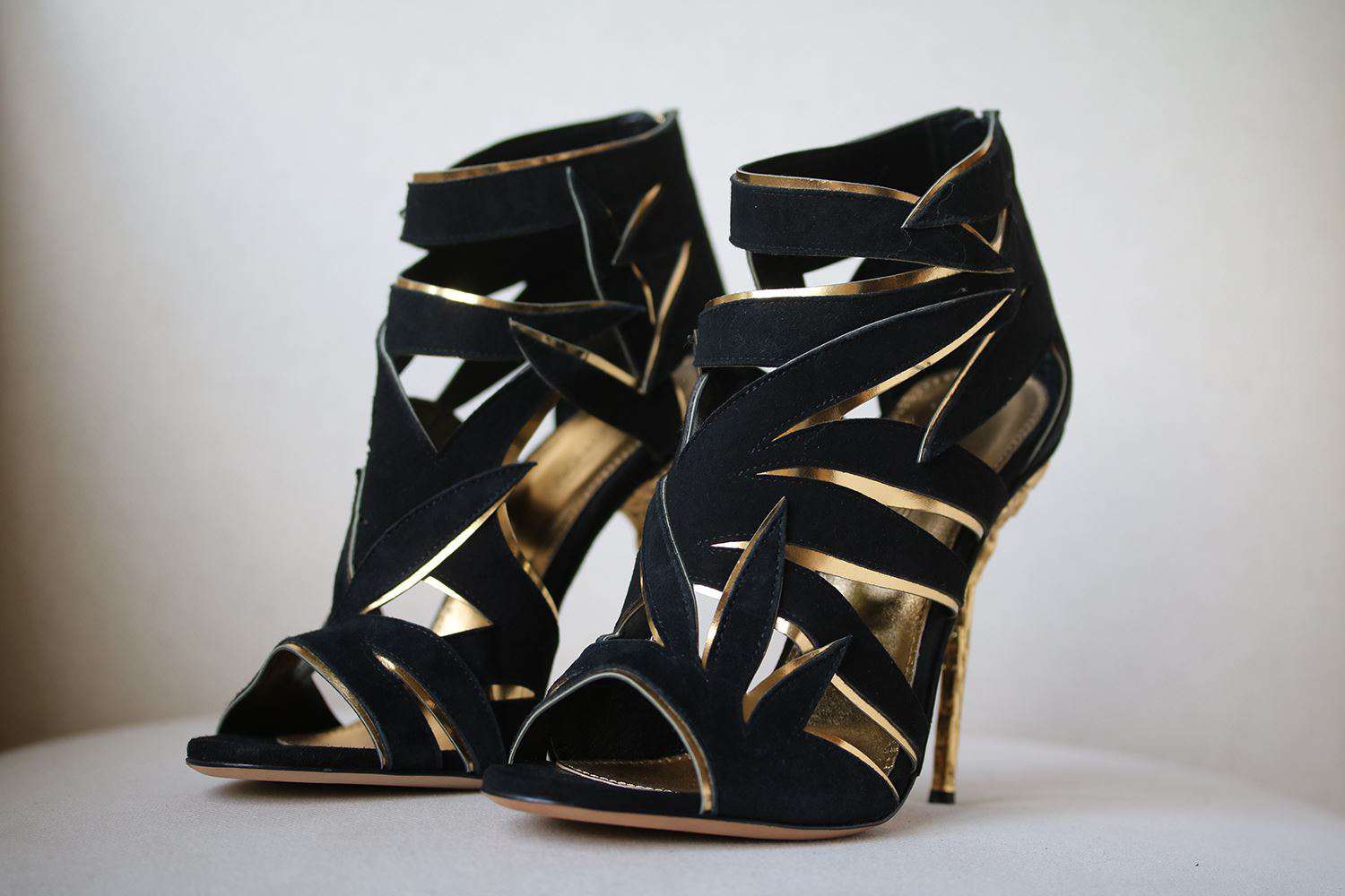 SERGIO ROSSI RAMAGE LEAF CUTOUT CAGED SANDALS EU 38.5 UK 5.5 US 8.5 - Image 3