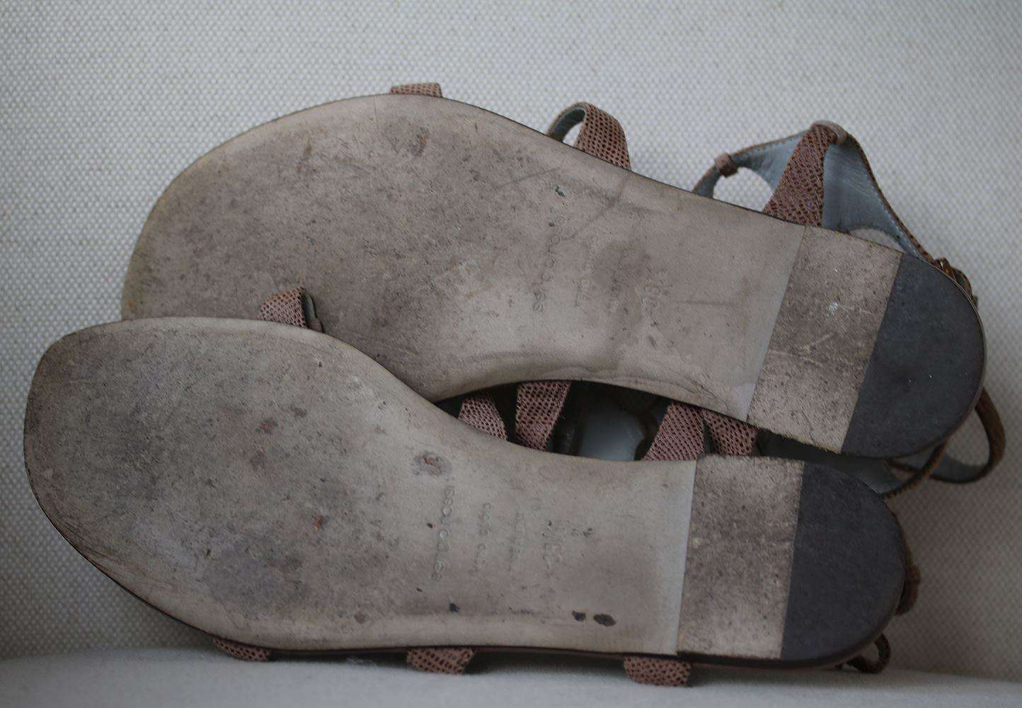 SERGIO ROSSI SUEDE PRINTED CUTOUT SANDALS EU 38.5 UK 5.5 US 8.5 - Image 5