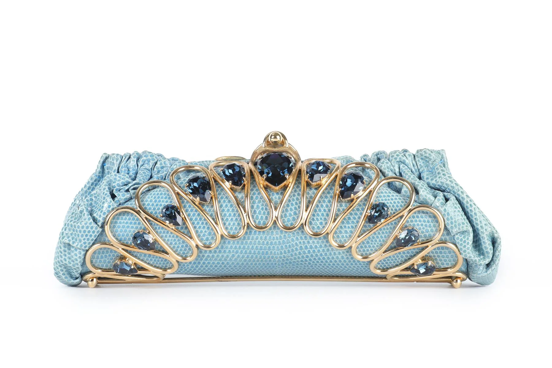 SHANA LONDON BLUE CRYSTAL AND PYTHON CLUTCH - Image 2